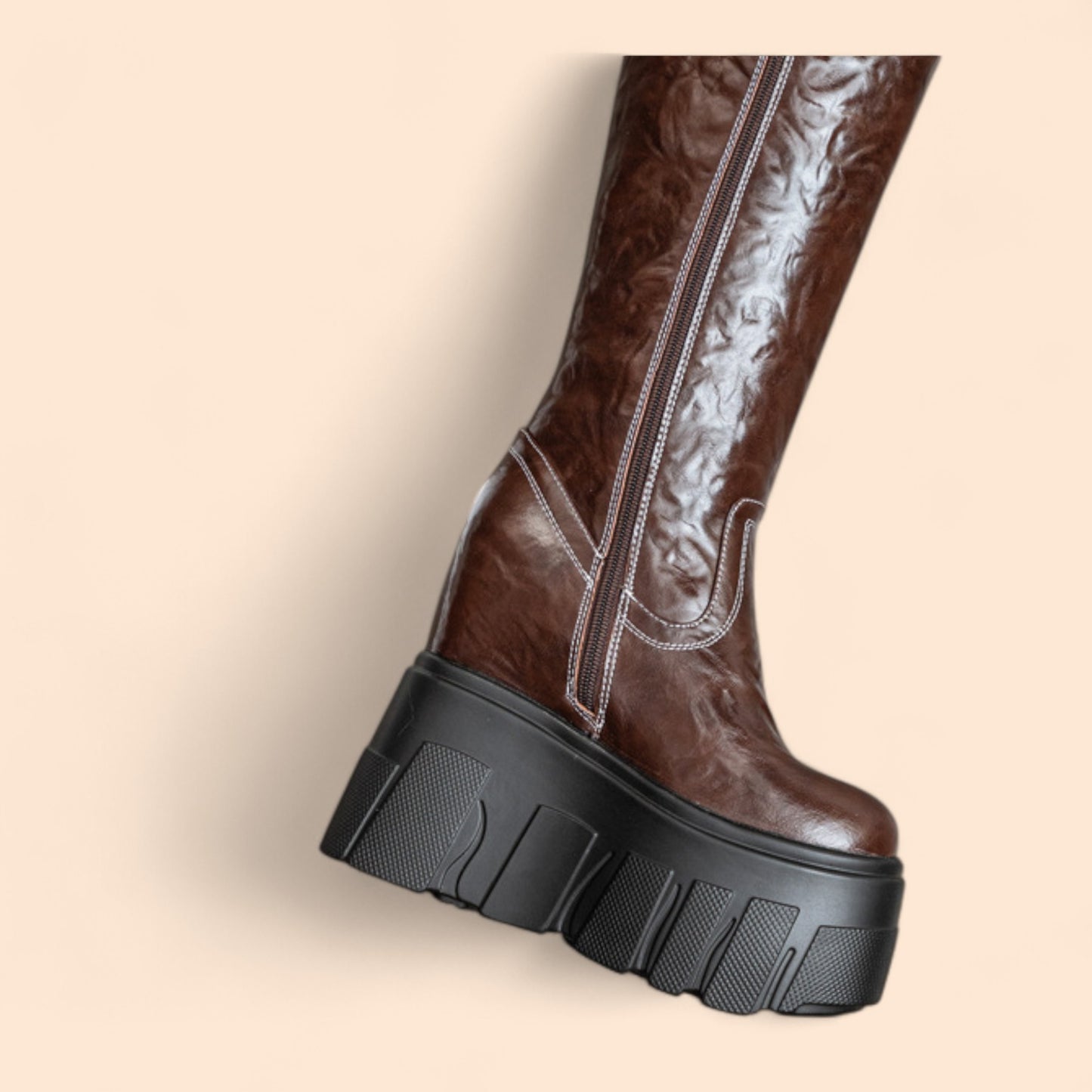 Botas Marrones Plataforma Alta Rebelión