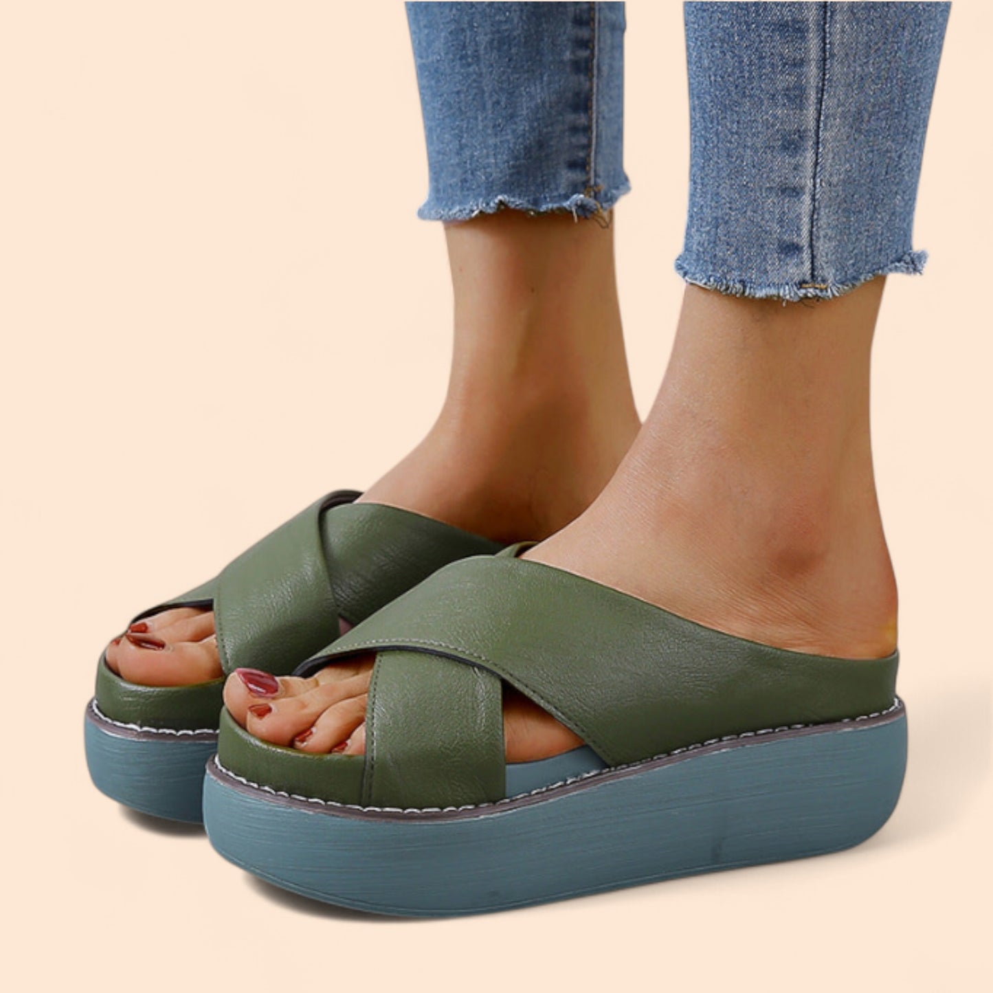 Chanclas Con Plataforma Verdes Altura Zen
