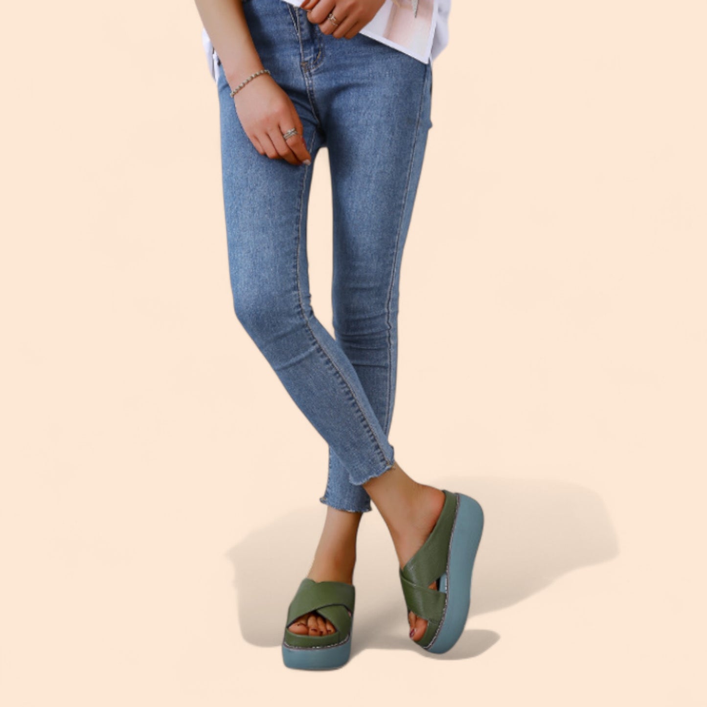 Chanclas Con Plataforma Verdes Altura Zen