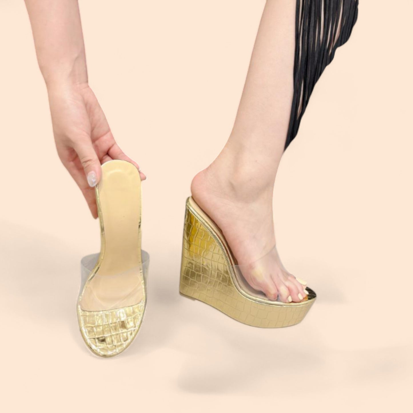 Sandalias Doradas Plataforma Luna Pop