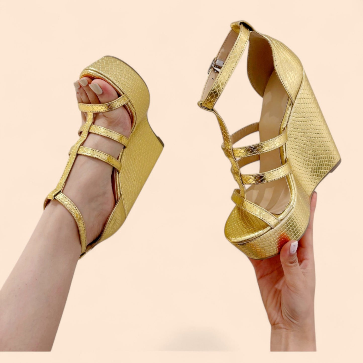 Sandalias Doradas Plataforma Oro Supremo