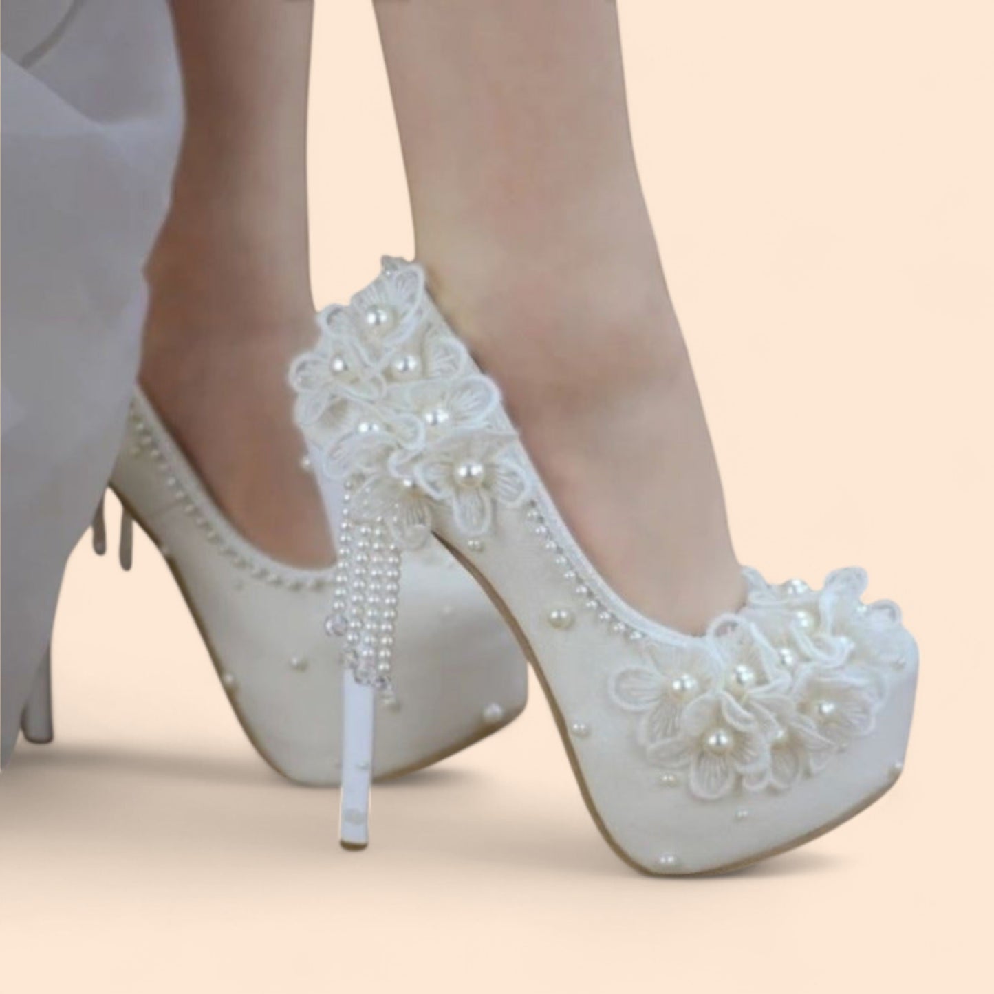 Sandalias Novia Plataforma Perla Real