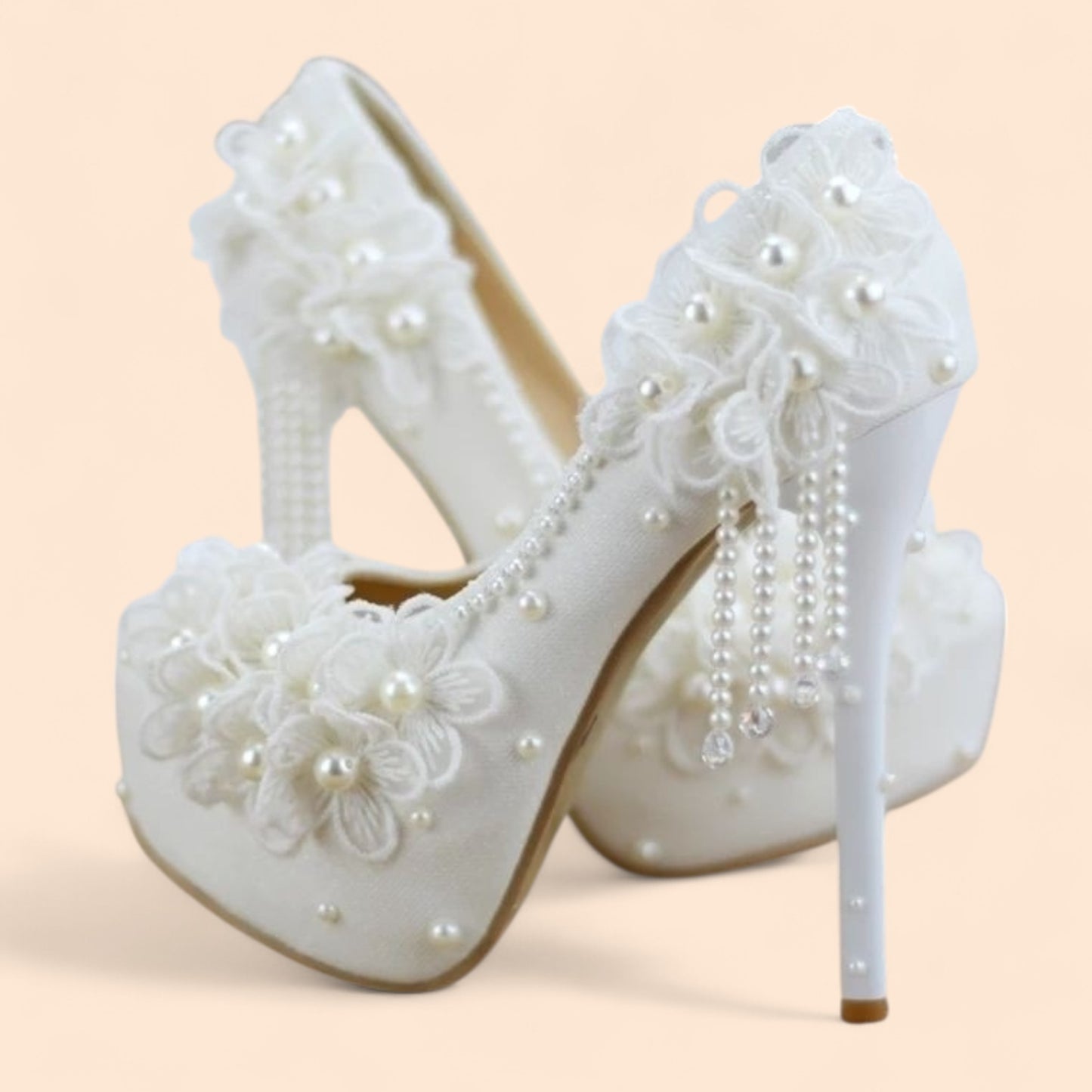 Sandalias Novia Plataforma Perla Real