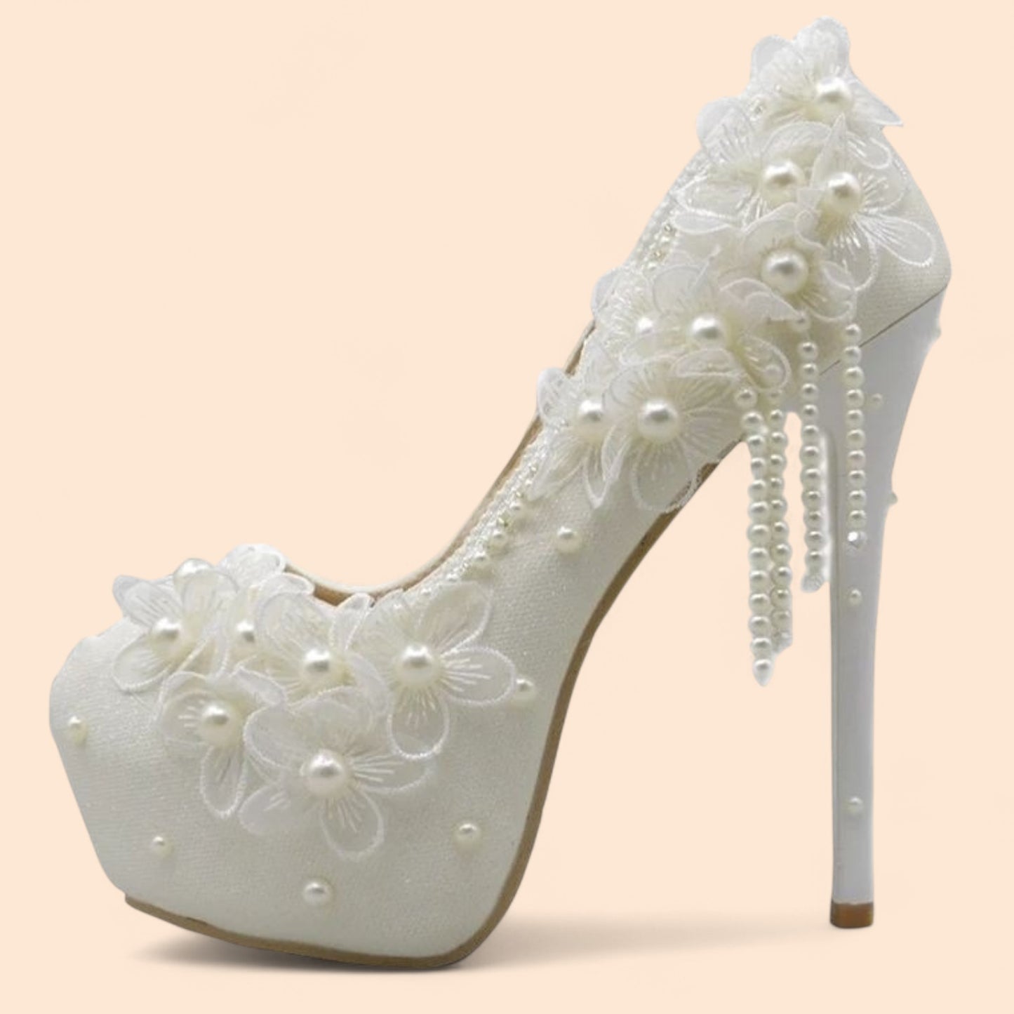Sandalias Novia Plataforma Perla Real
