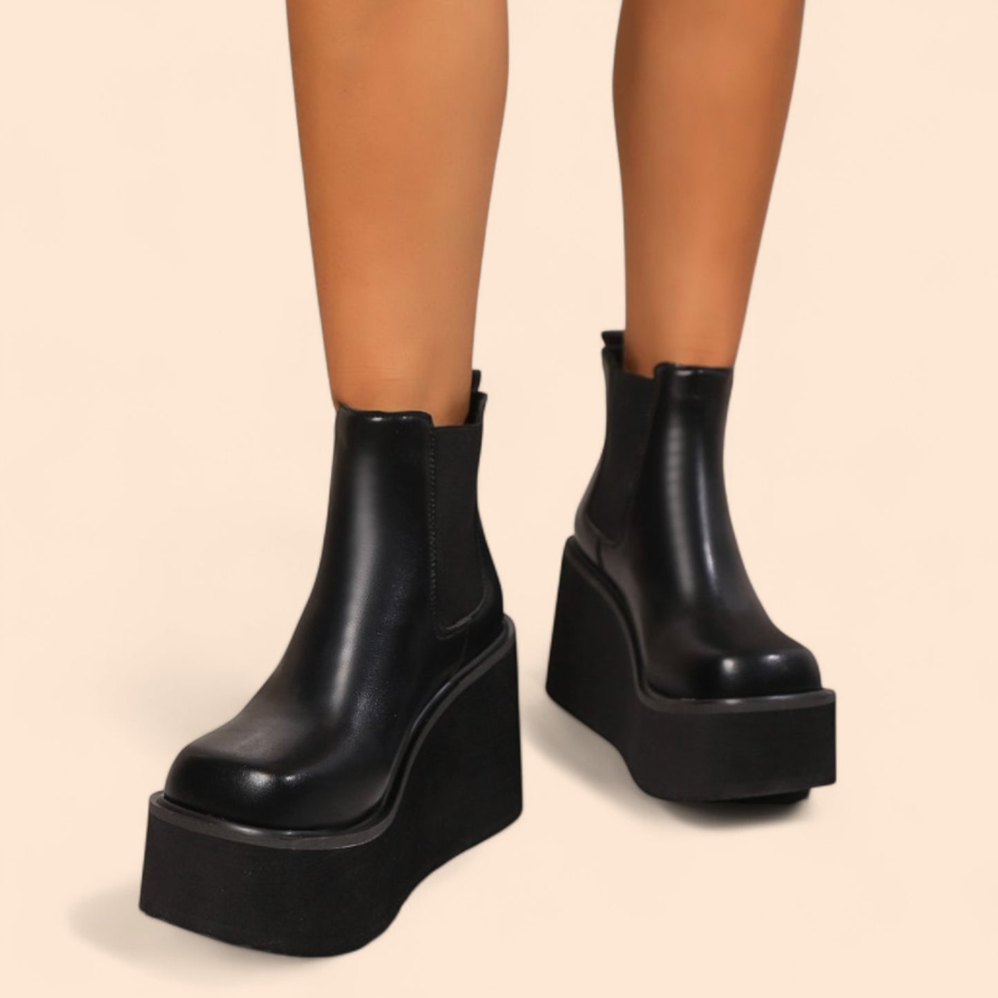 Bottines à plateforme noires Dominia