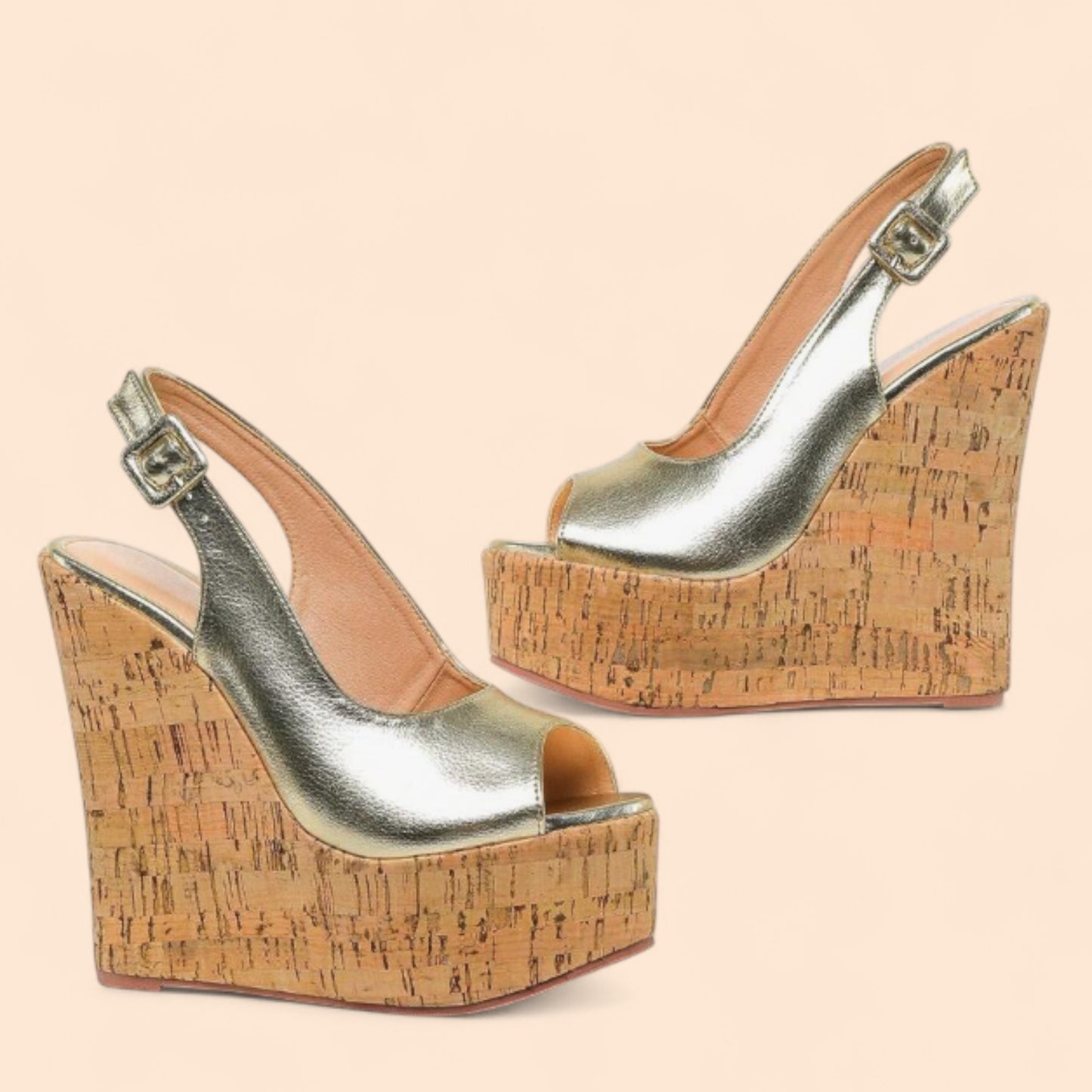 Sandalias Doradas Plataforma Linea Elegante