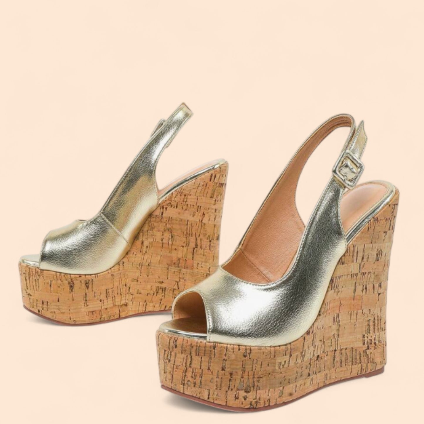 Sandalias Doradas Plataforma Linea Elegante