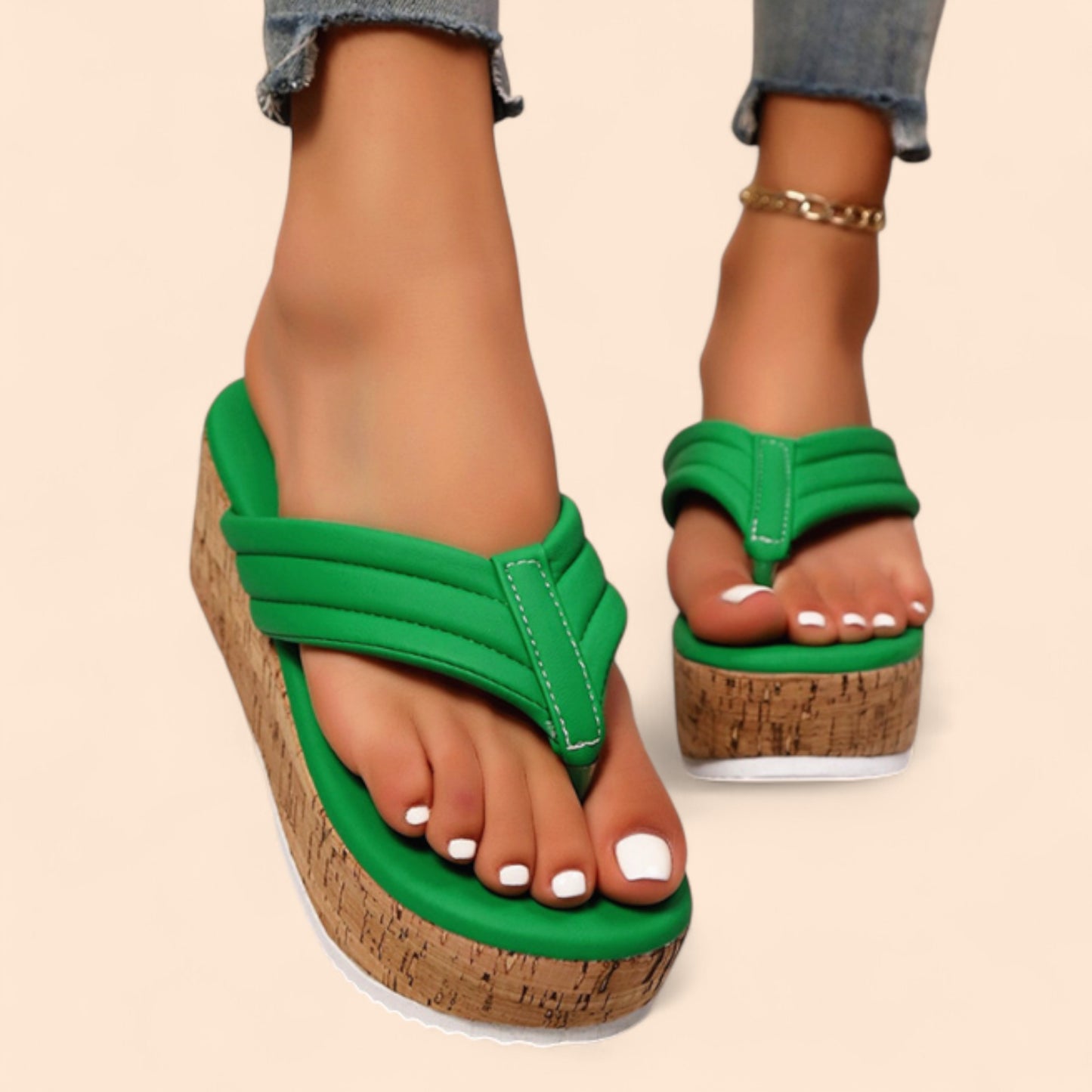 Chanclas Con Plataforma Verdes Summer Vibes