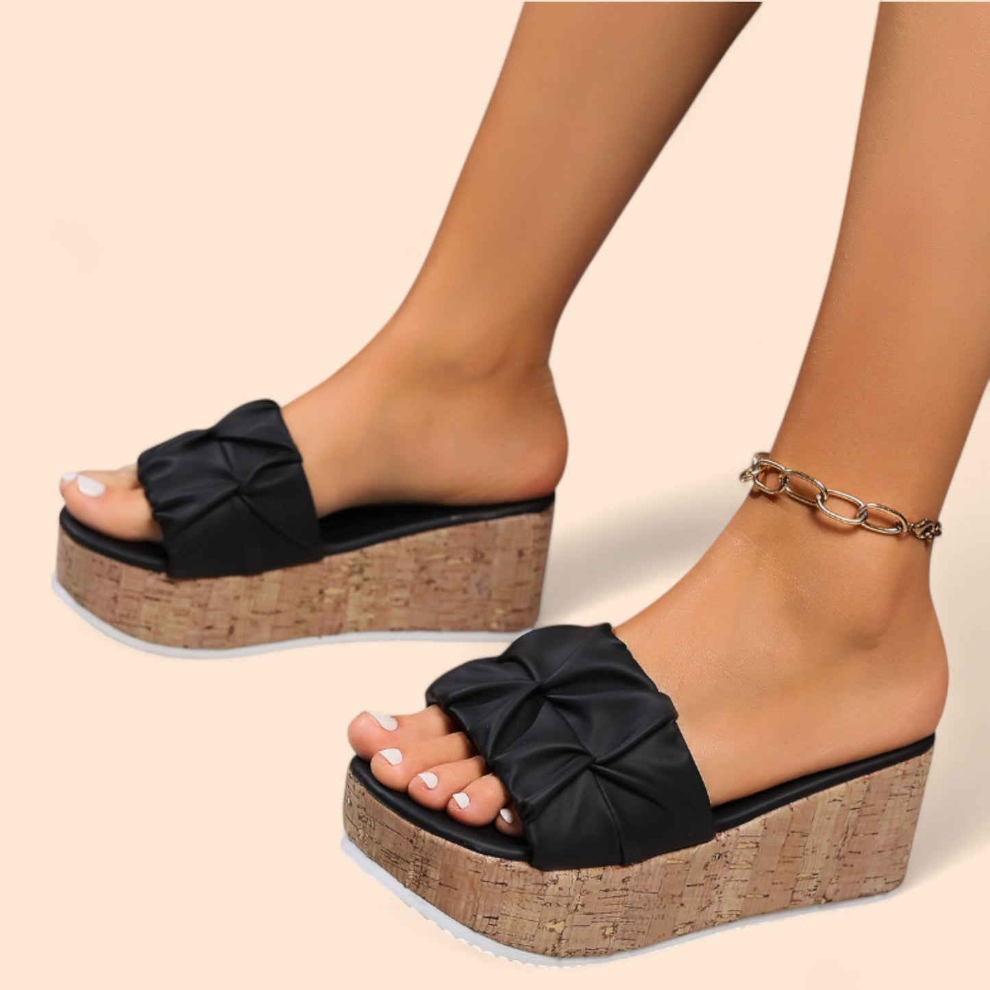 Chanclas Negras Plataforma Estilo Libre