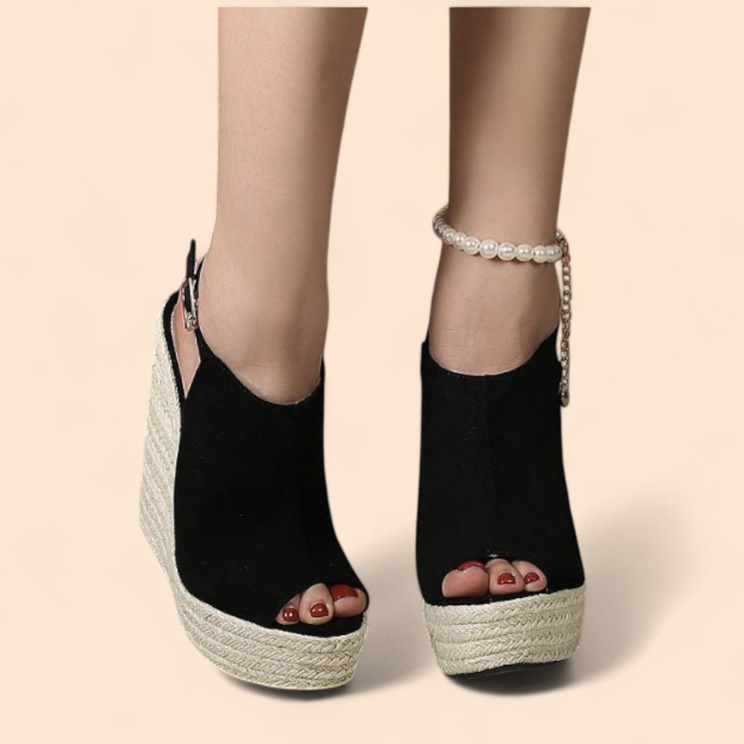 Sandalias Negras Plataforma Marbella