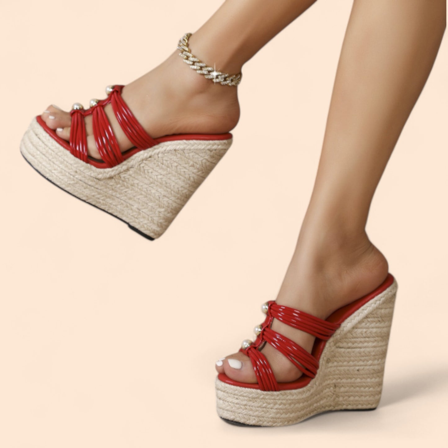 Sandalias Rojas Plataforma Pasión Elevada