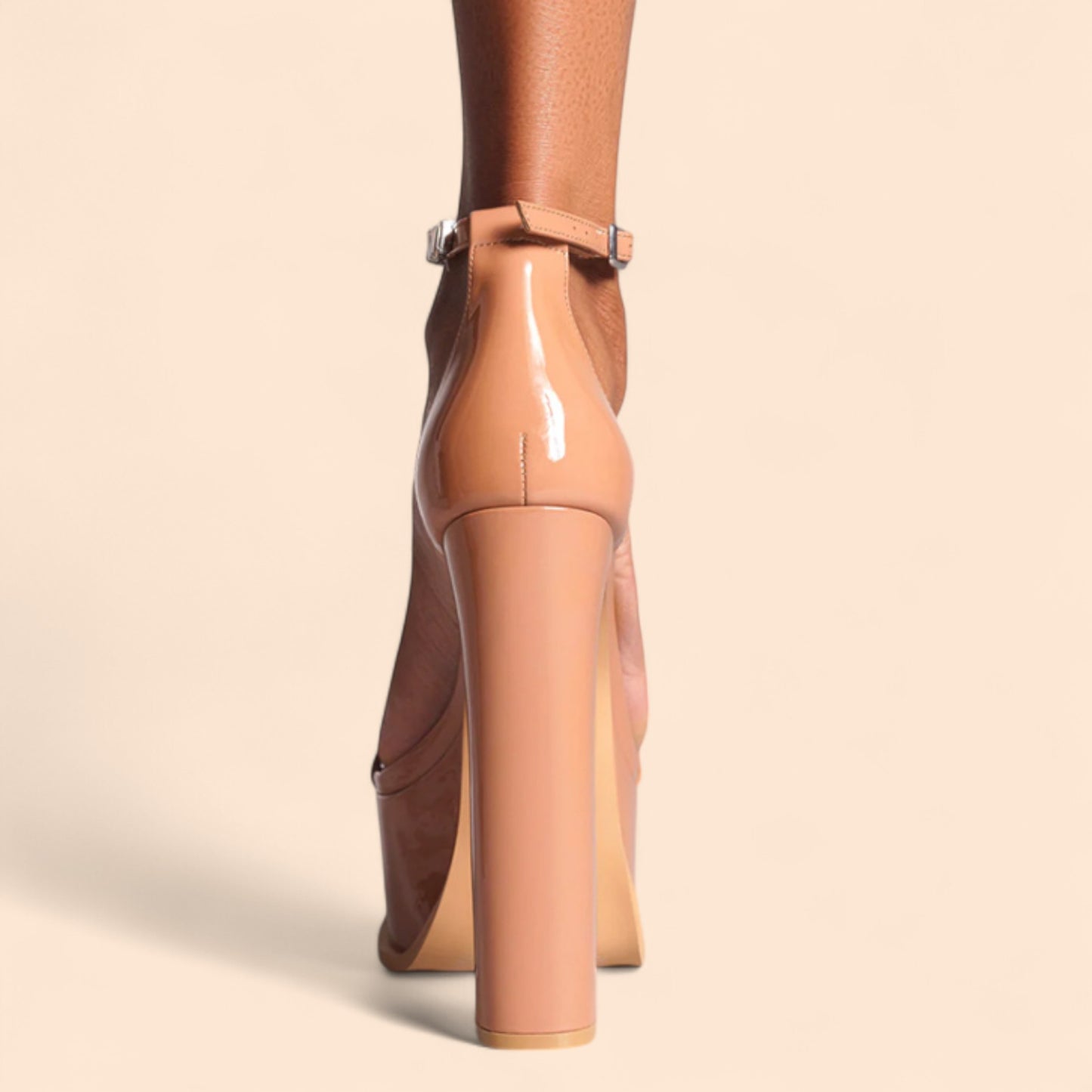 Sandalias Marrones Plataforma Canela Brillante