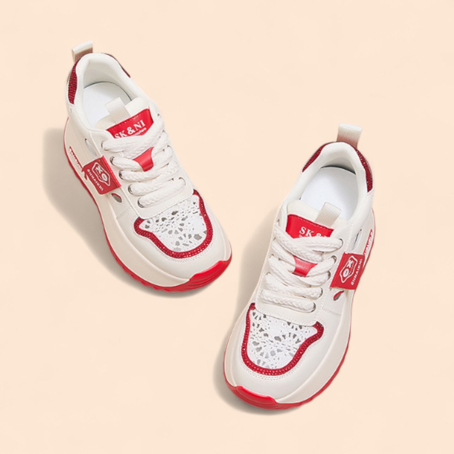 Zapatillas Rojas Mujer Plataforma Roja Dinámica