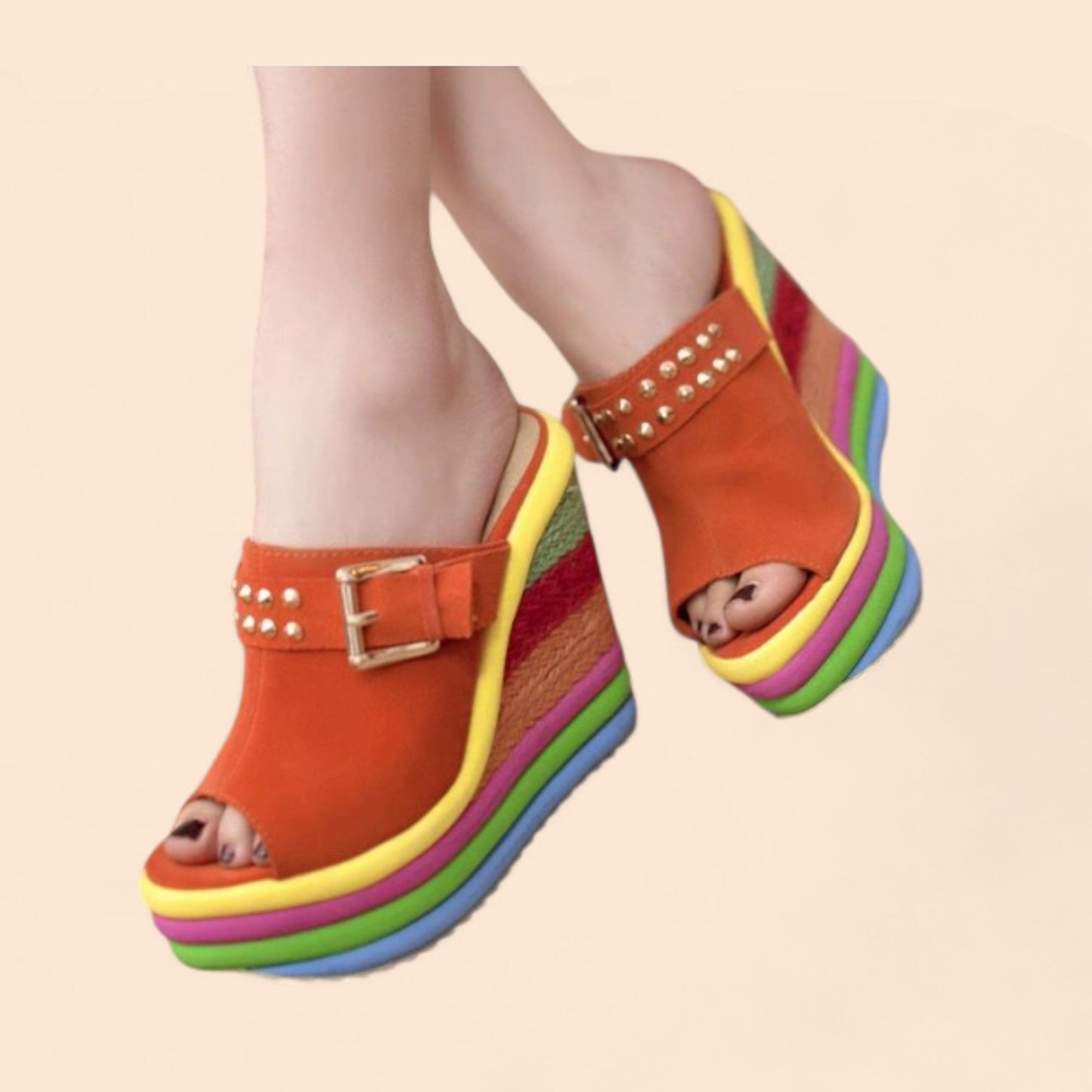 Sandalias Plataforma Naranjas Naranja Fiesta