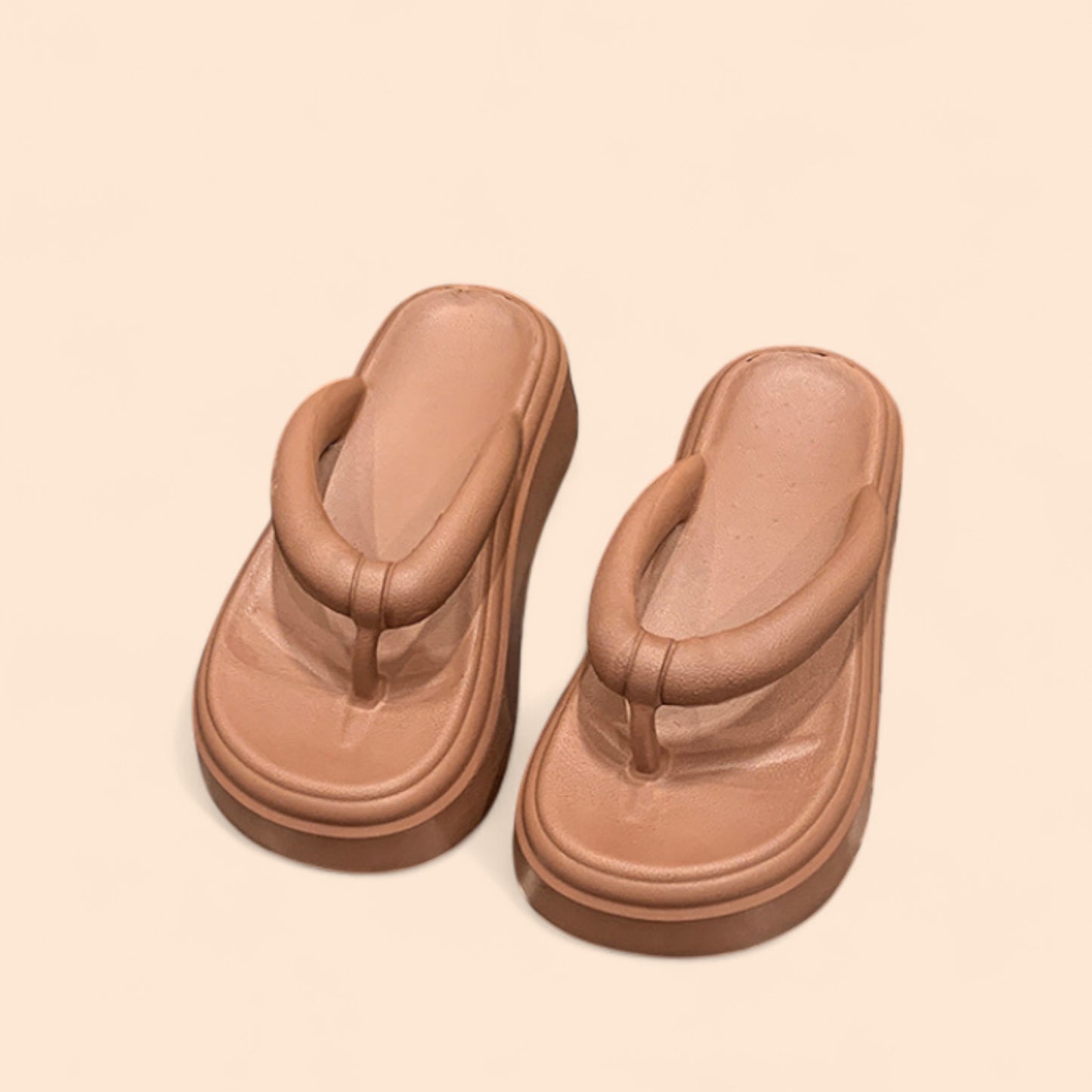 Chanclas Marrones Plataforma Marrón Arena