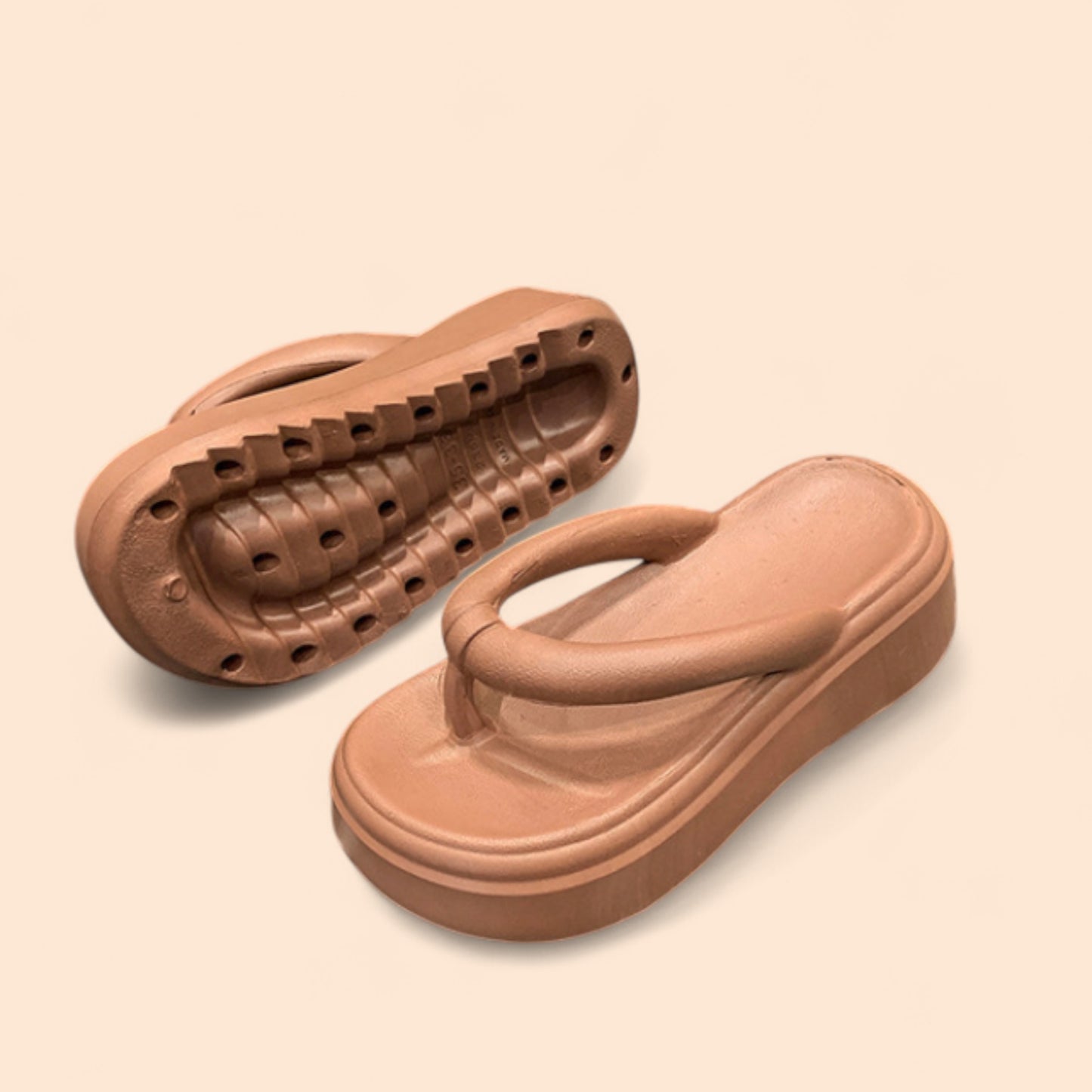Chanclas Marrones Plataforma Marrón Arena