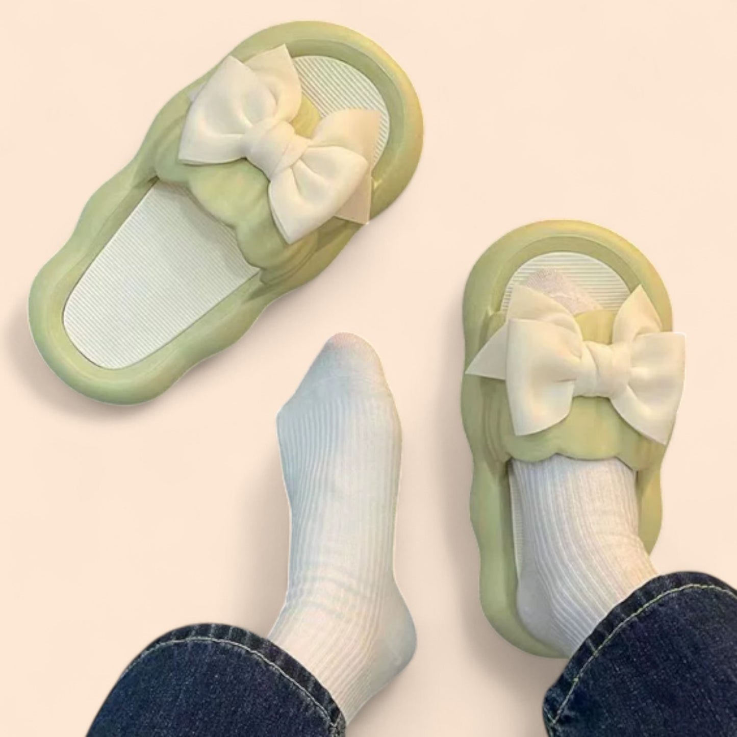 Chanclas con Plataforma Verdes Verde Lazo
