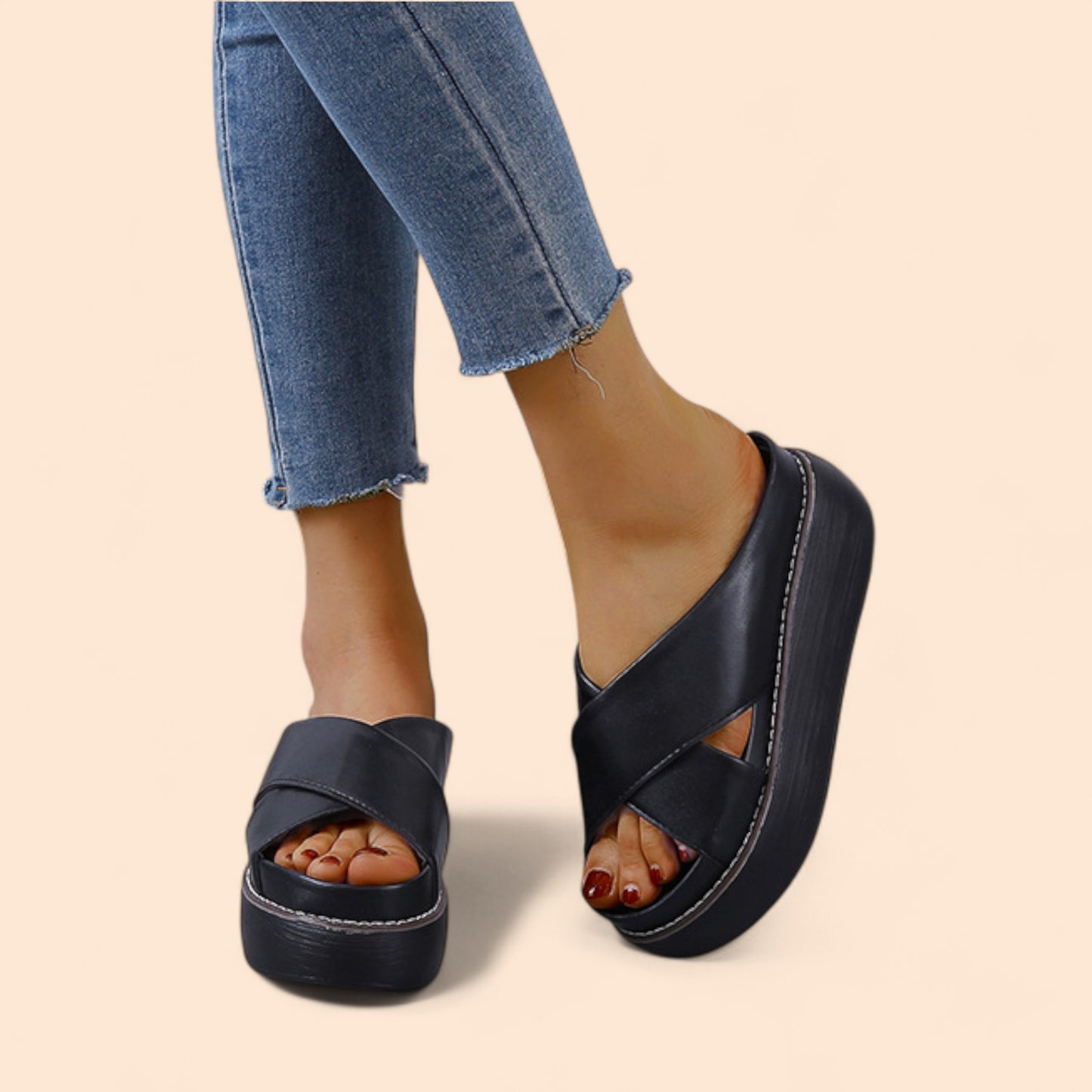 Chanclas Negras Plataforma Altura Zen