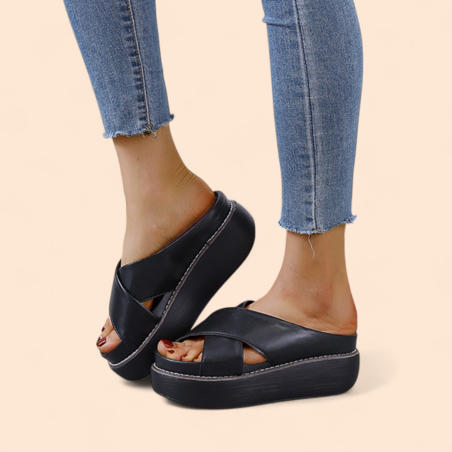 Chanclas Negras Plataforma Altura Zen