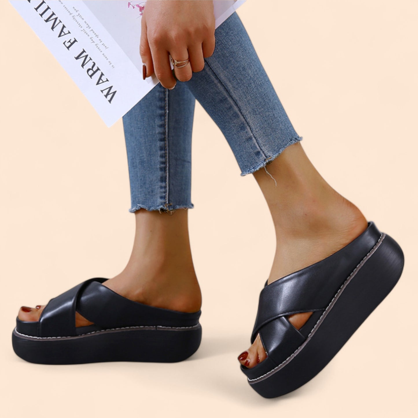 Chanclas Negras Plataforma Altura Zen