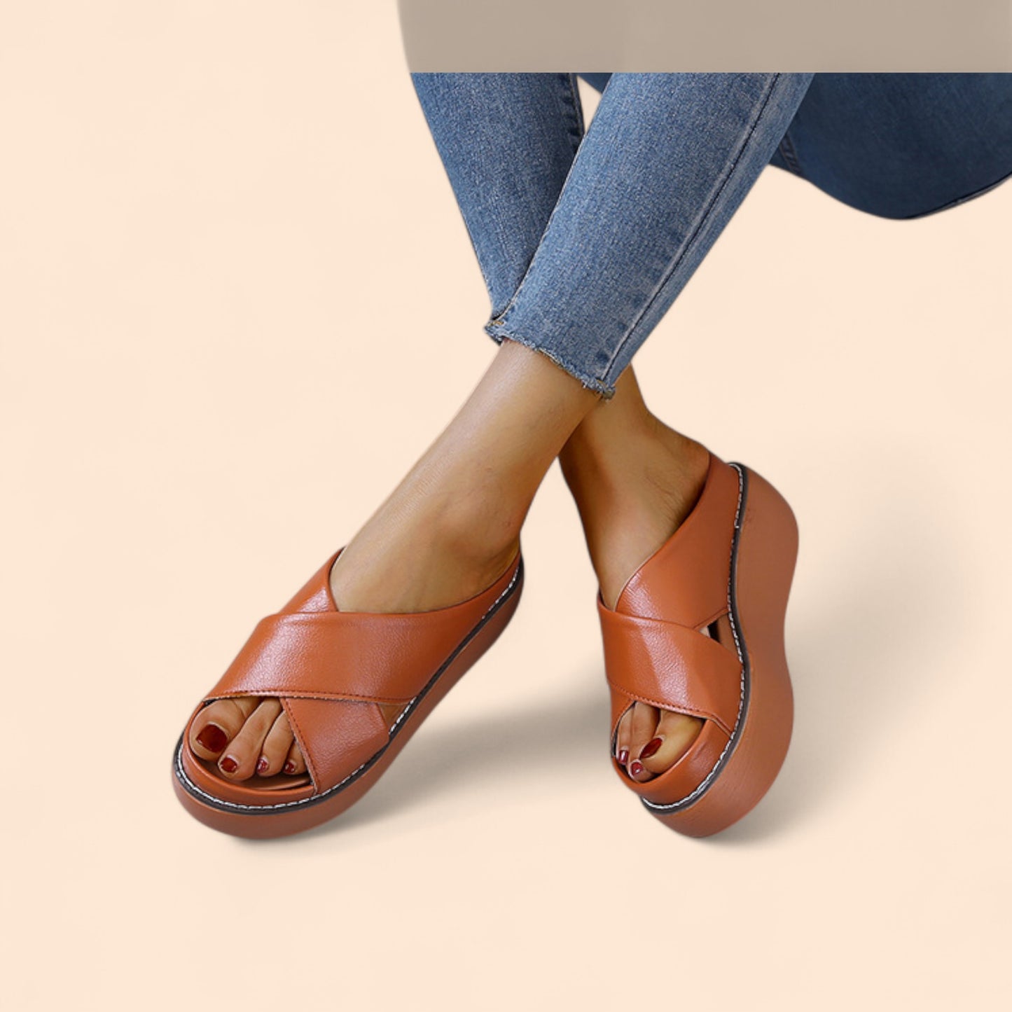 Chanclas Marrones Plataforma Altura Zen