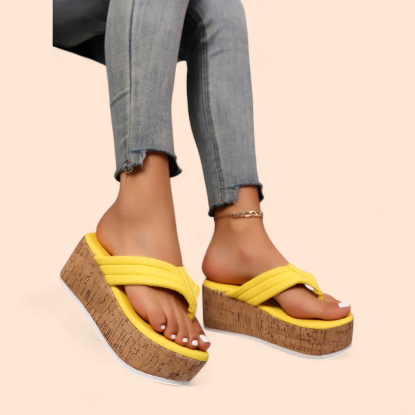 Chanclas Amarillas Plataforma Summer Vibes