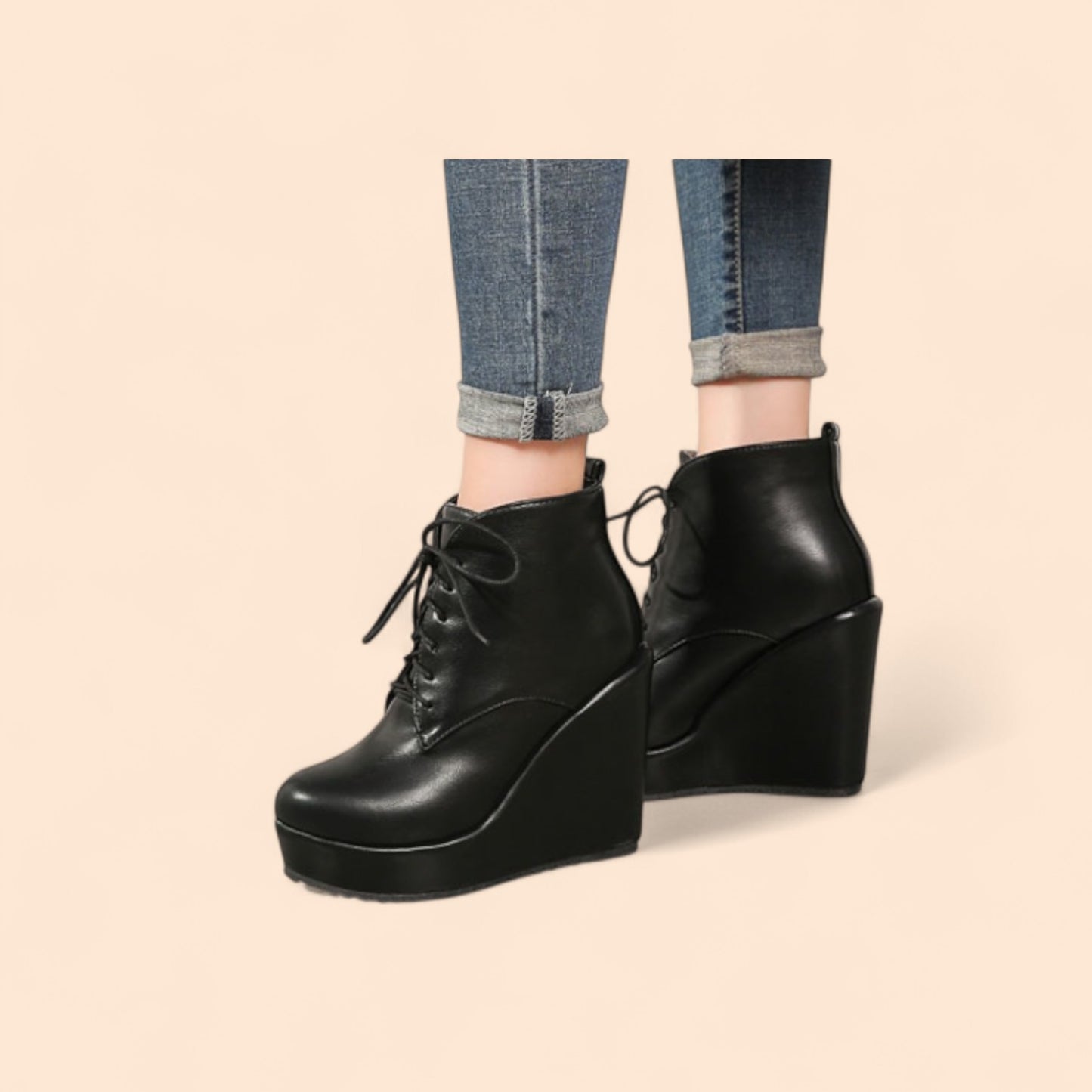 Black Atenea Platform Ankle Boots