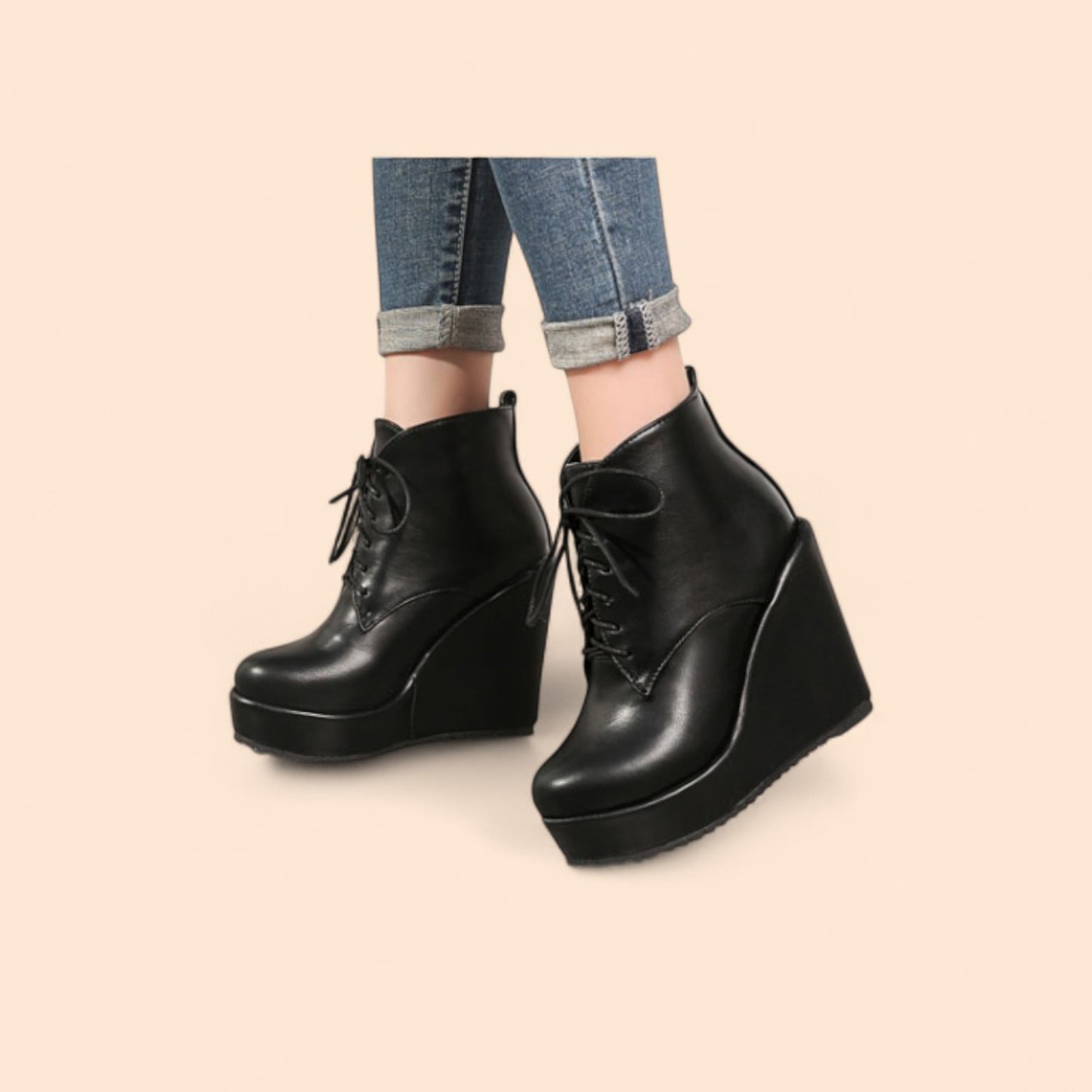 Black Atenea Platform Ankle Boots