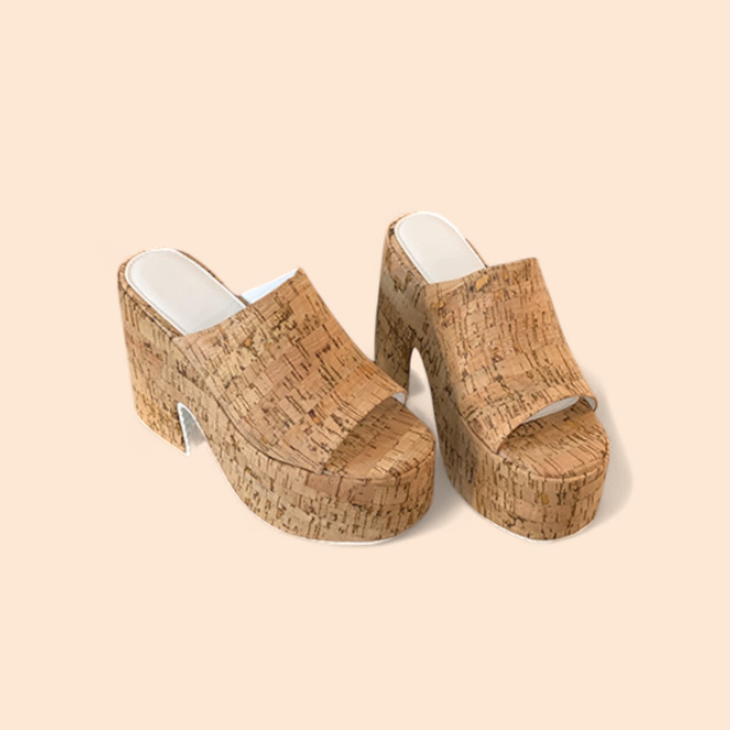 Chic Cork Beige Platform Sandals