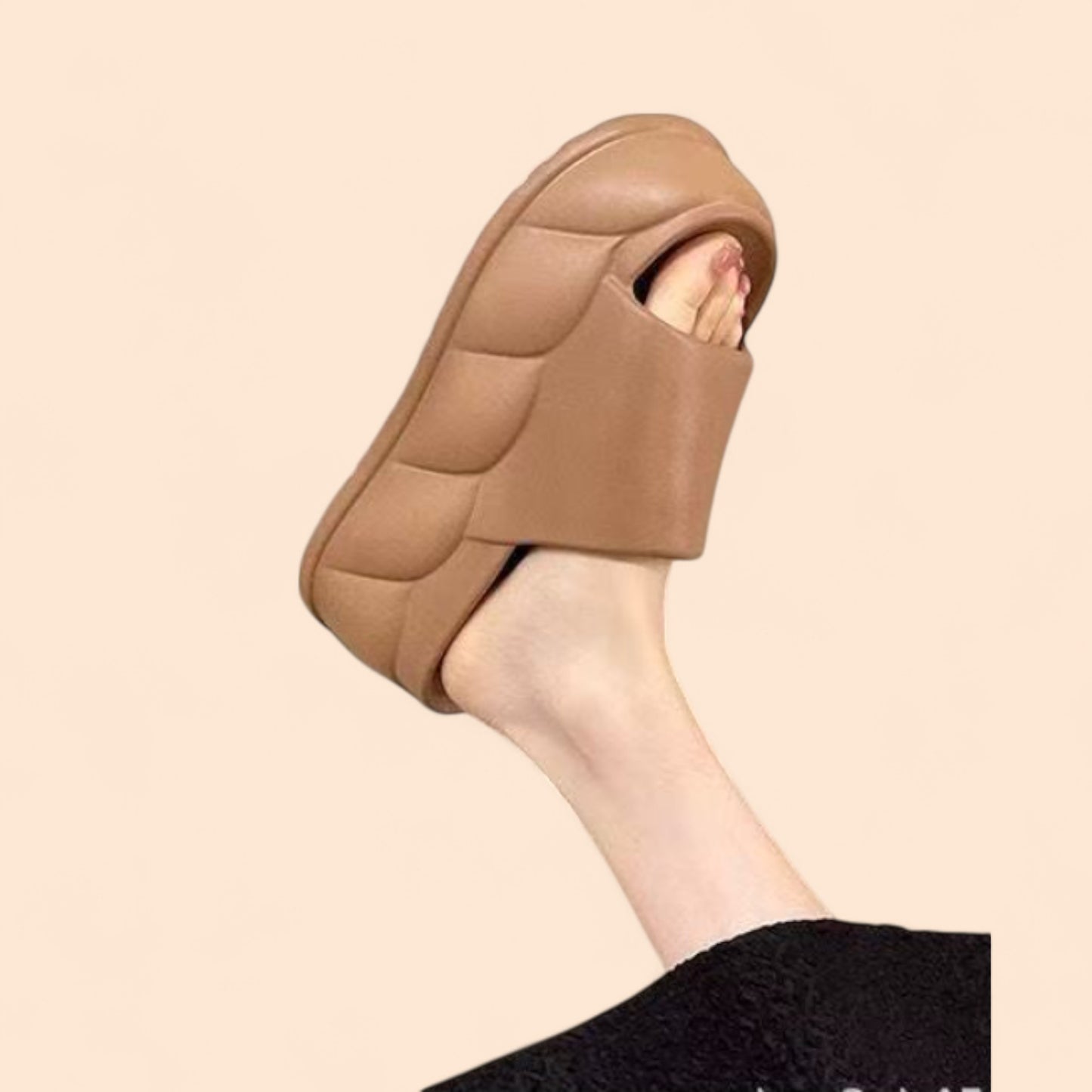 Brown Platform Flip Flops Mist
