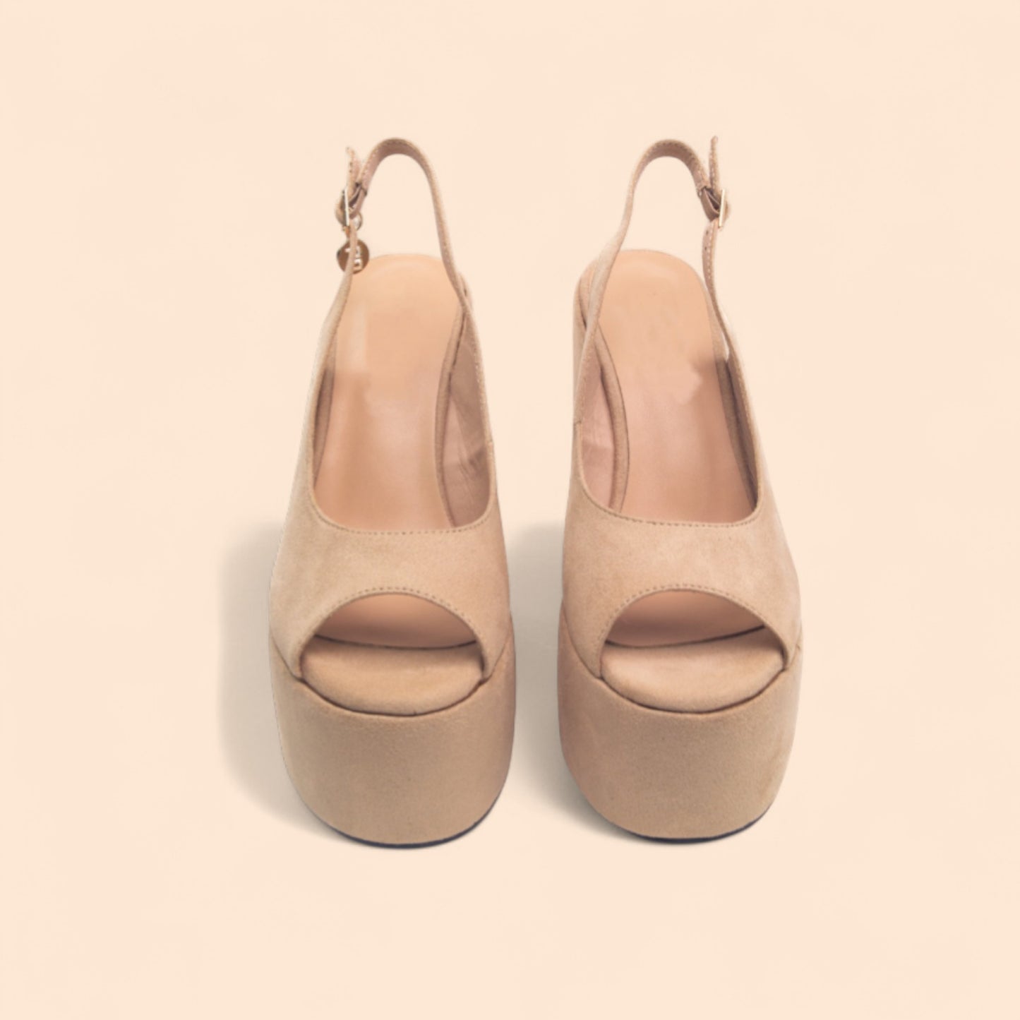Sandalias Plataforma Beige Alzada
