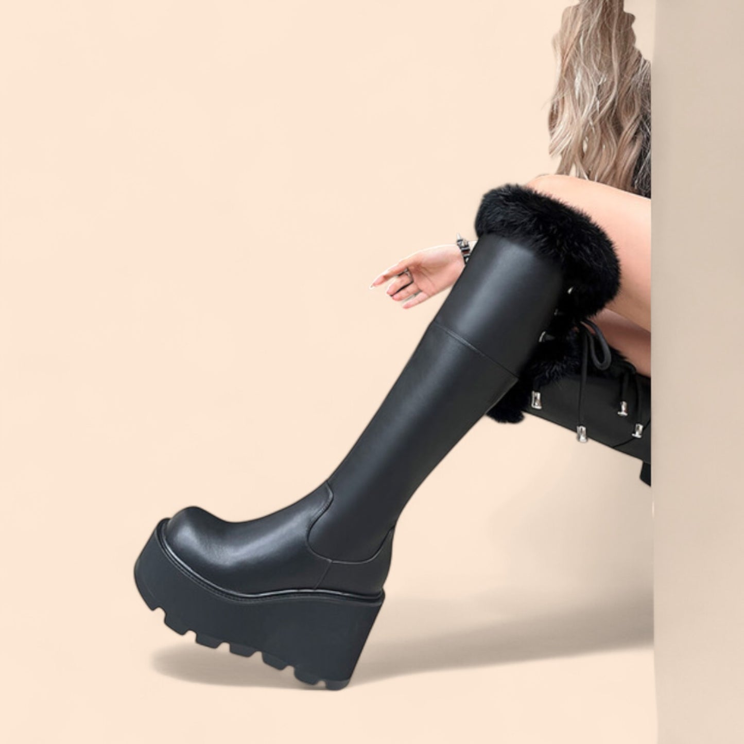 Bottes à plateforme Magna noires