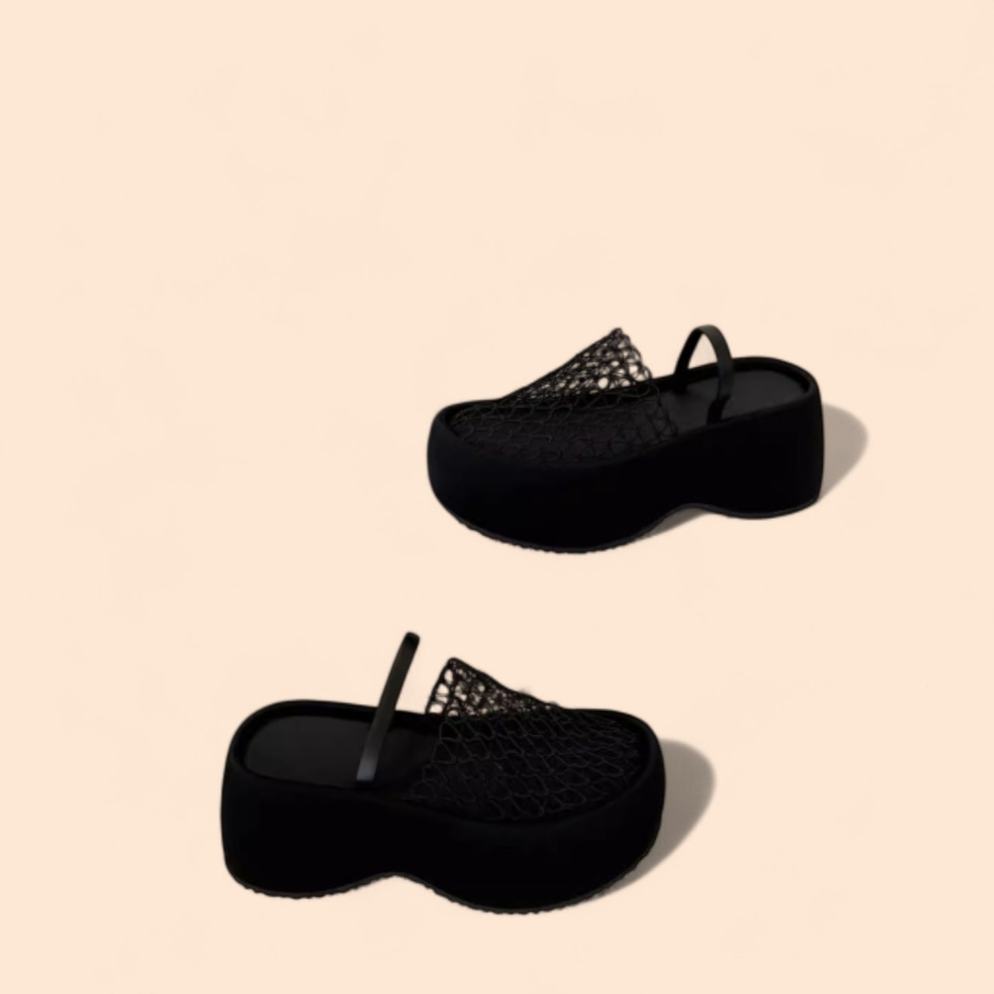 Sandalias Negras Plataforma Alzada