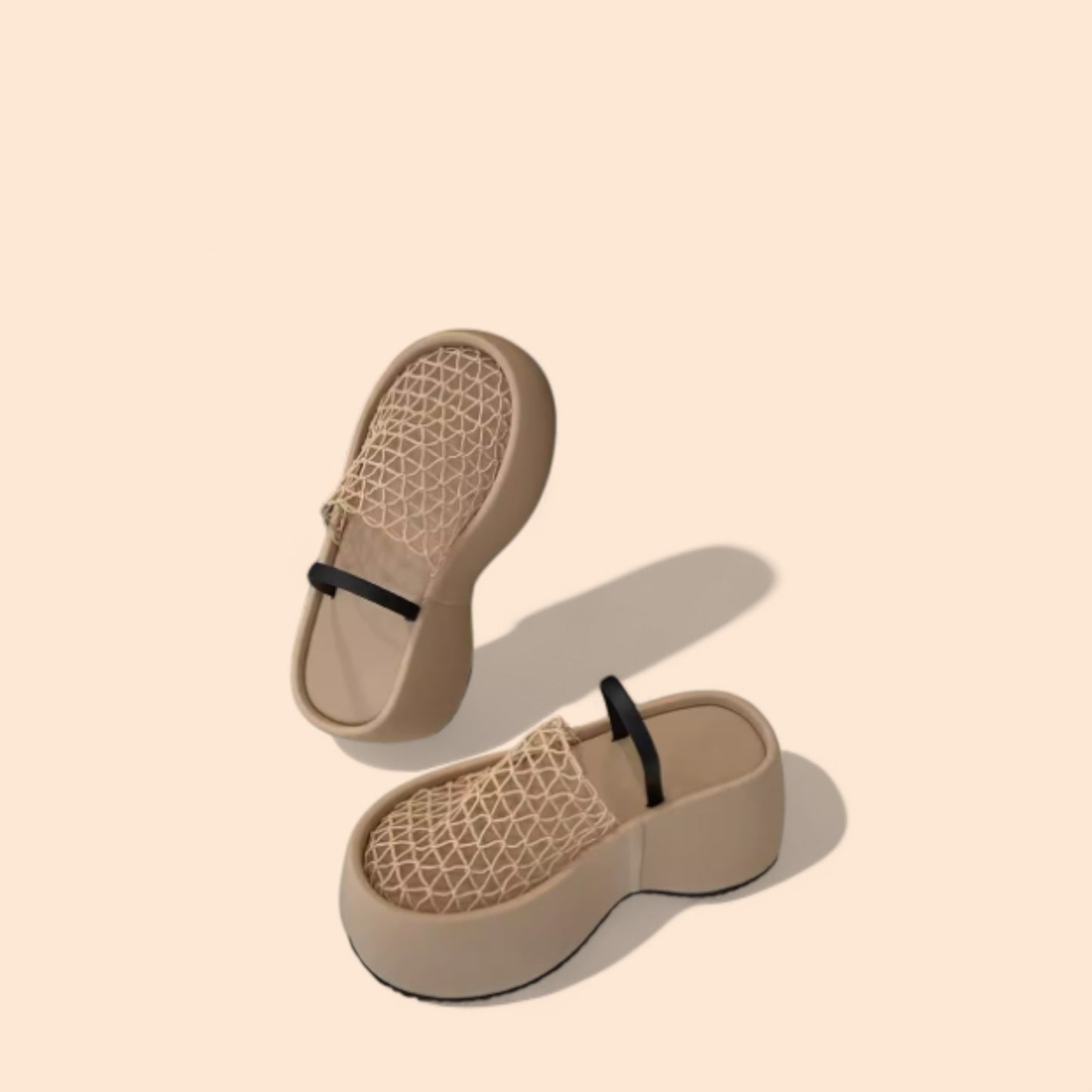 Sandalias Plataforma Beige Alzada