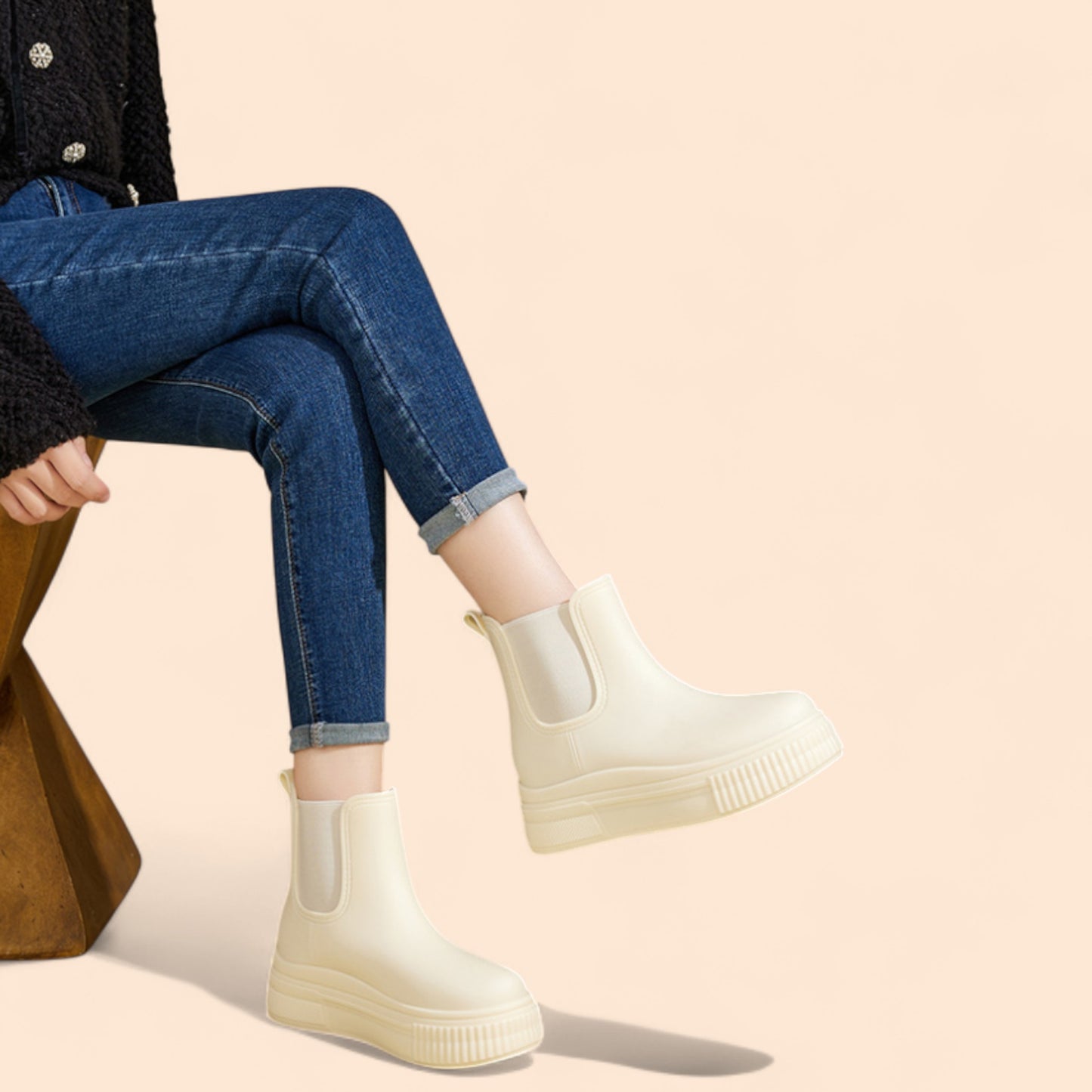 Botines Blancos Plataforma Lluvia