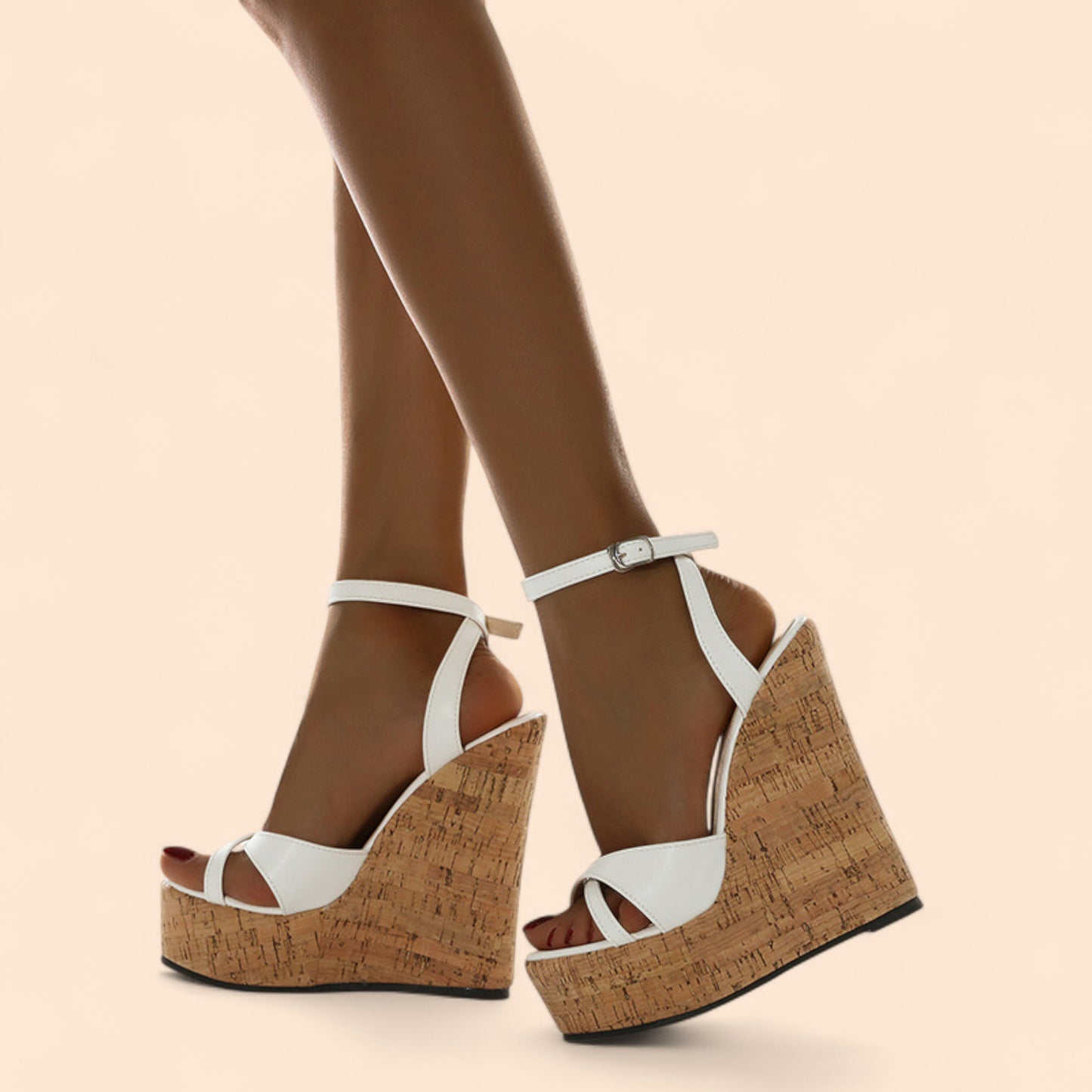 Sandalias Plataforma Blancas Elegancia Extrema