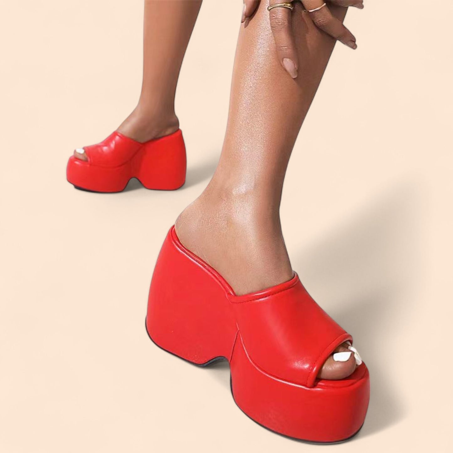 Sandalias Rojas Plataforma Vulka
