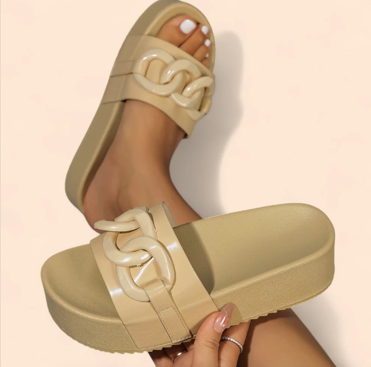 Chanclas Plataforma Beige
