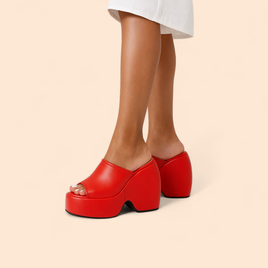 Sandalias Rojas Plataforma Vulka