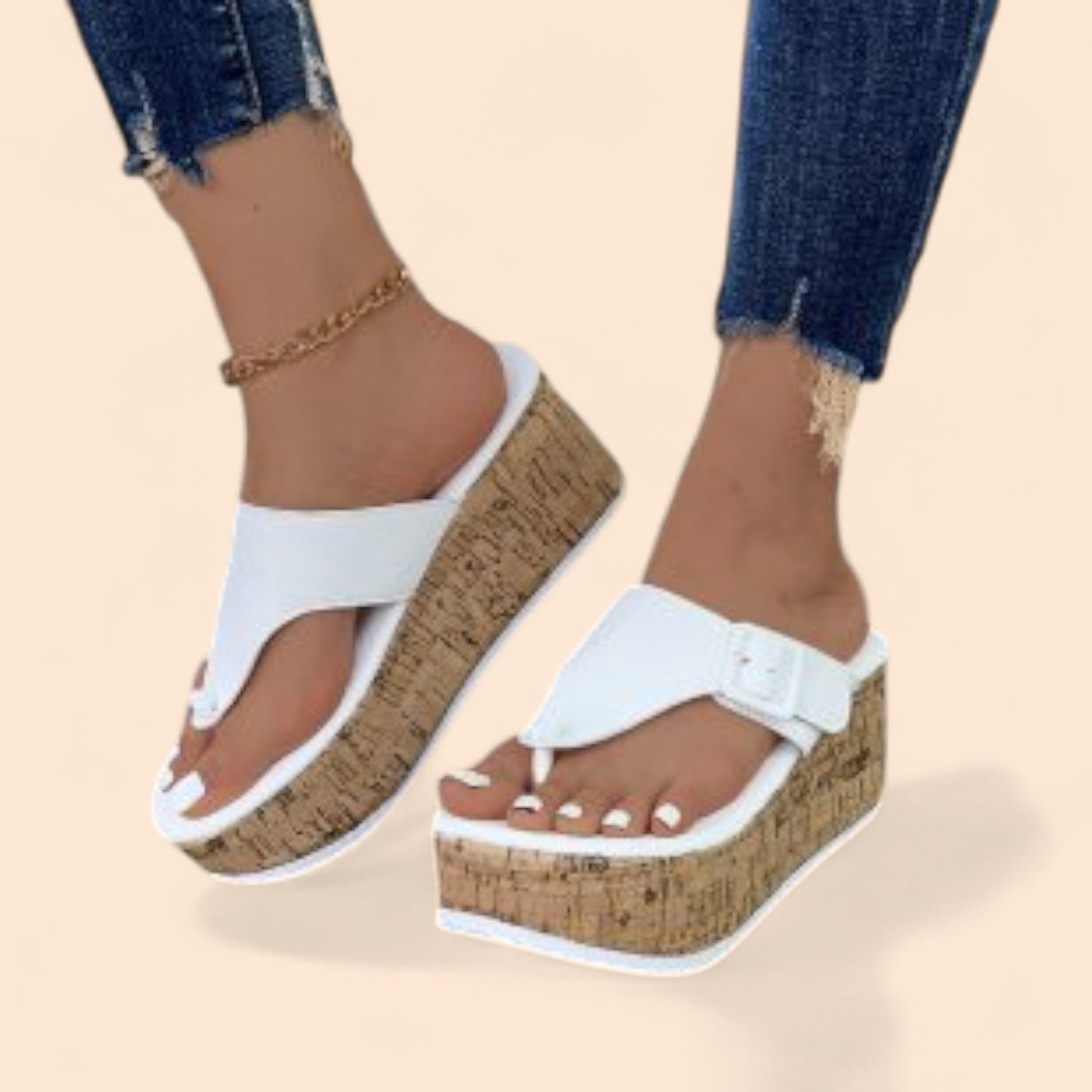 Chanclas Blancas Plataforma Brisa Chic