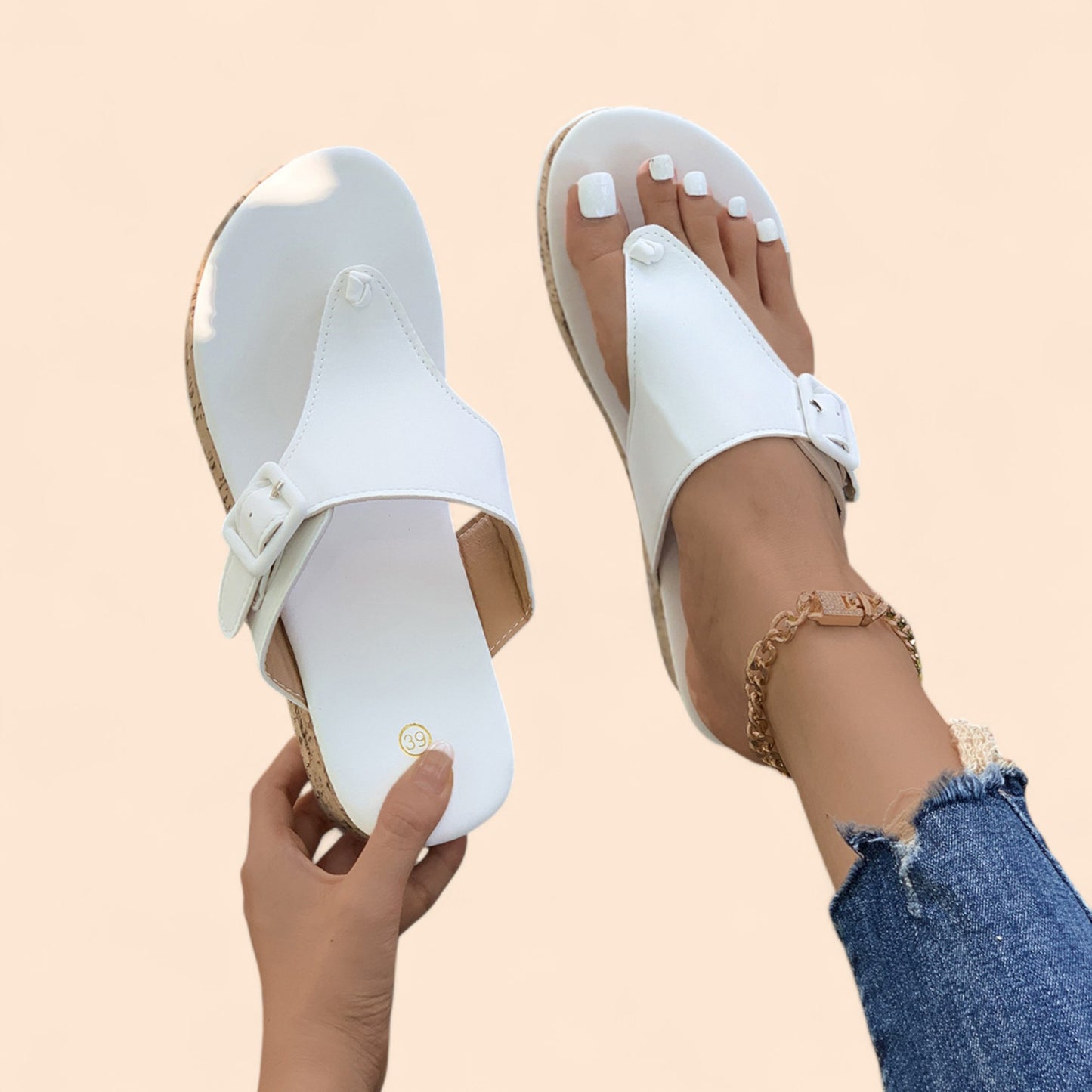 Chanclas Blancas Plataforma Brisa Chic