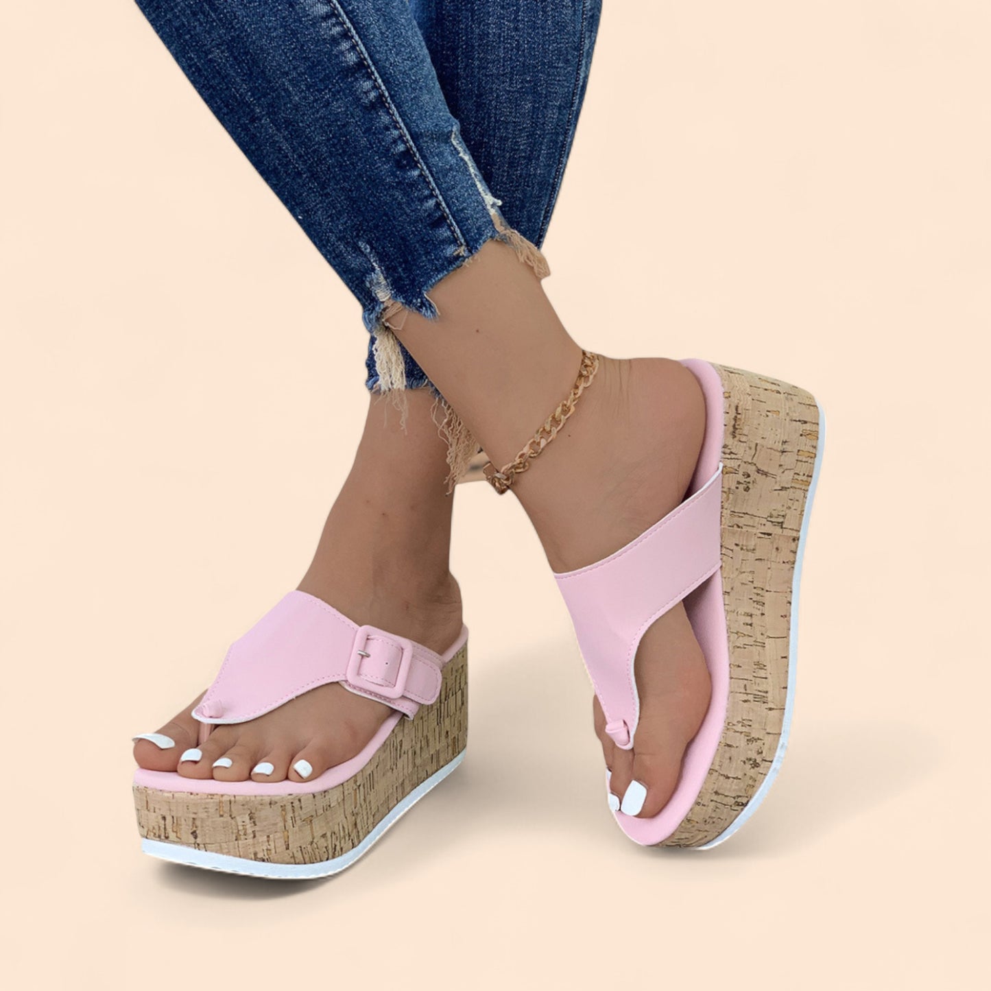 Chanclas Rosas Plataforma Brisa Chic
