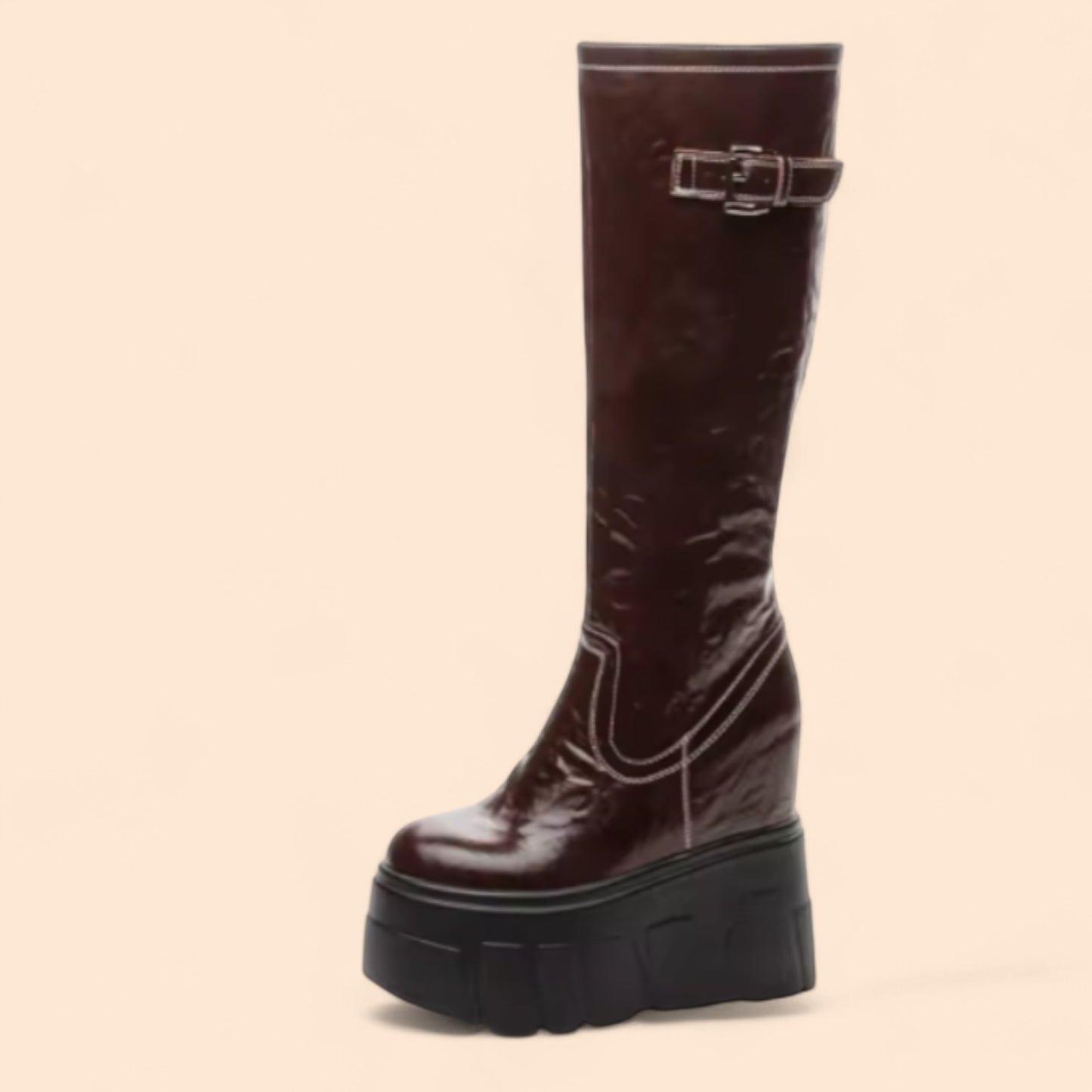 Botas Marrones Plataforma Alta Rebelión