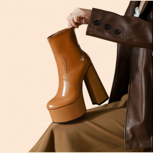 Botines Plataforma Marrones Golden Diva