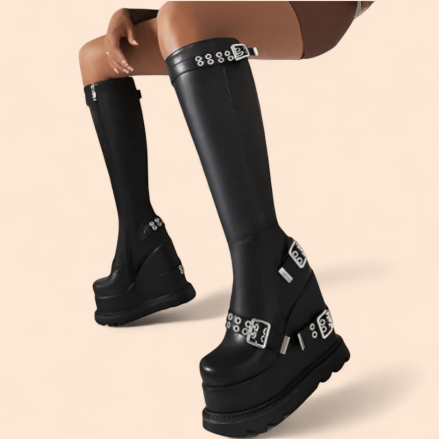 Botas Negras Plataforma Nocturna Elevación