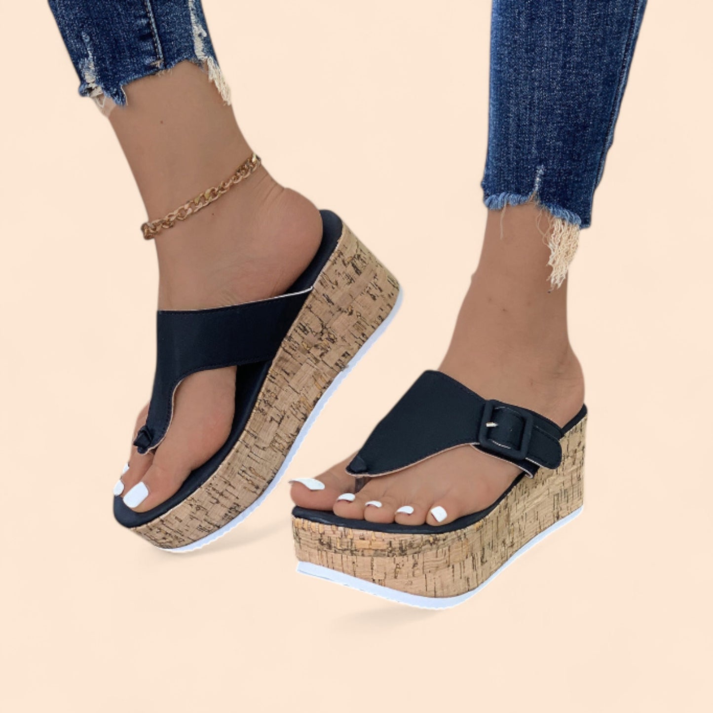 Chanclas Negras Plataforma Brisa Chic