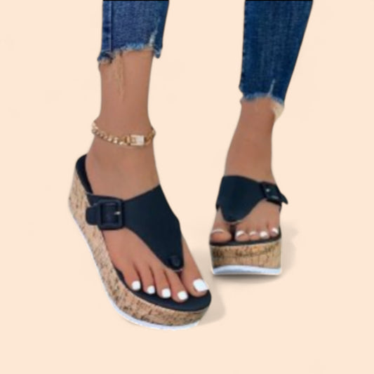 Chanclas Negras Plataforma Brisa Chic