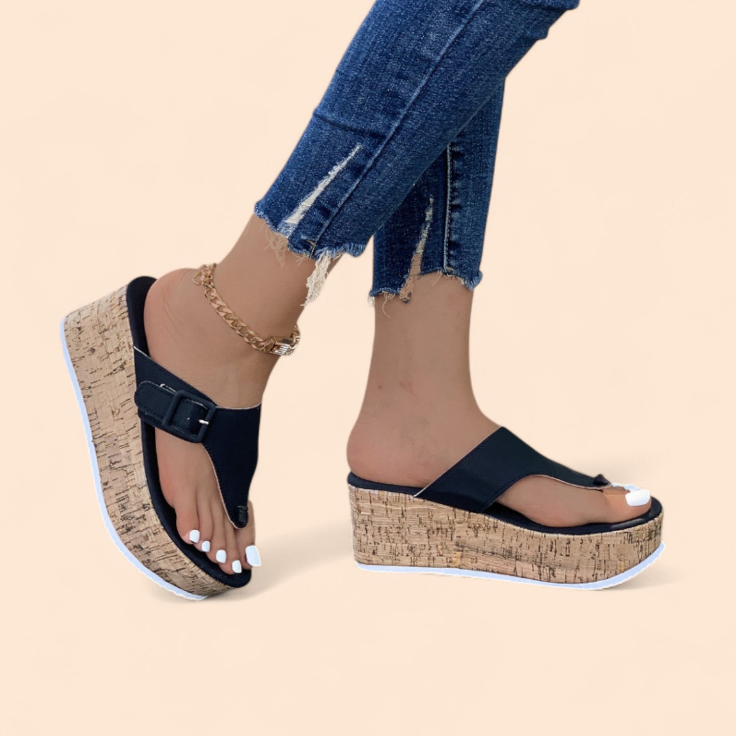 Chanclas Negras Plataforma Brisa Chic