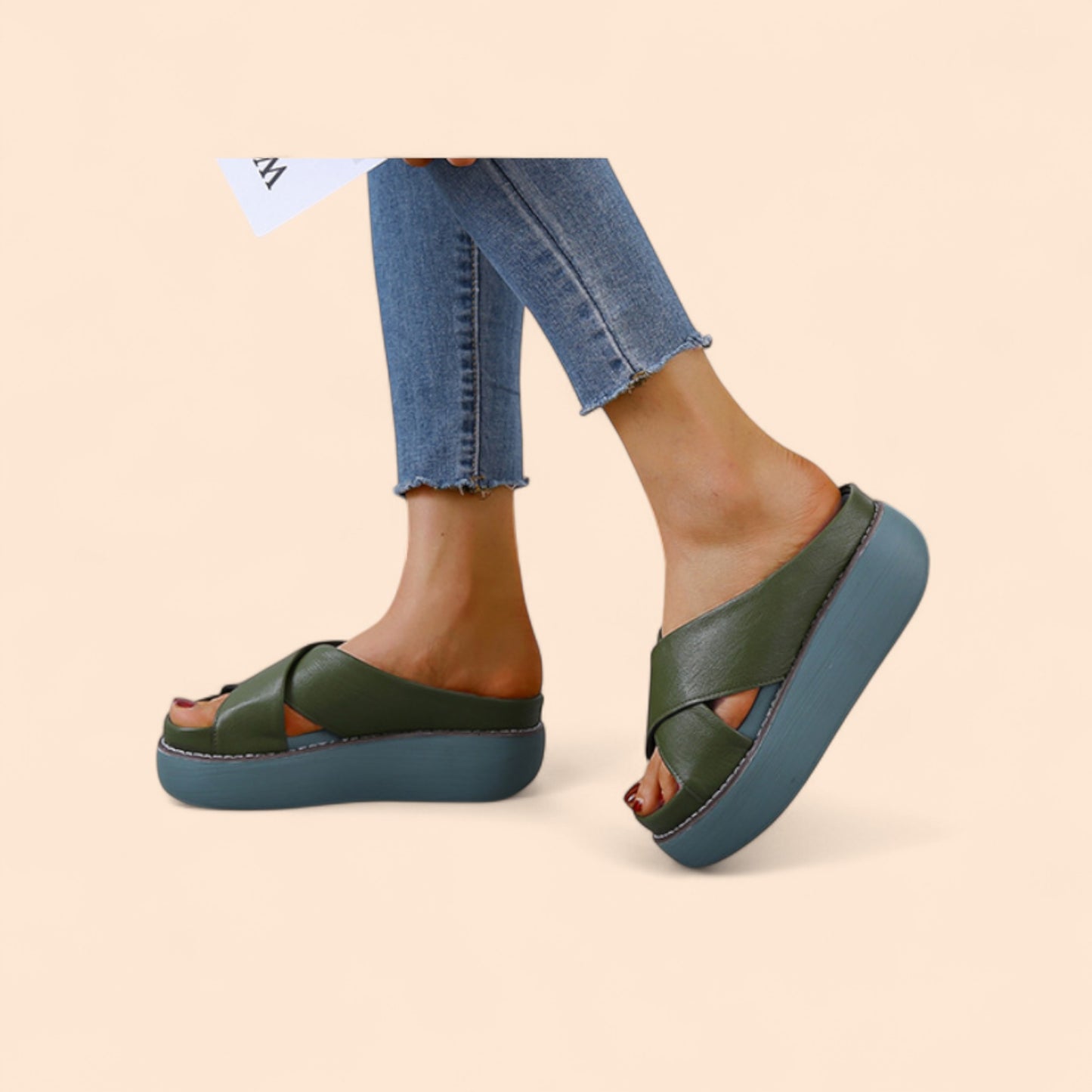 Chanclas Con Plataforma Verdes Altura Zen