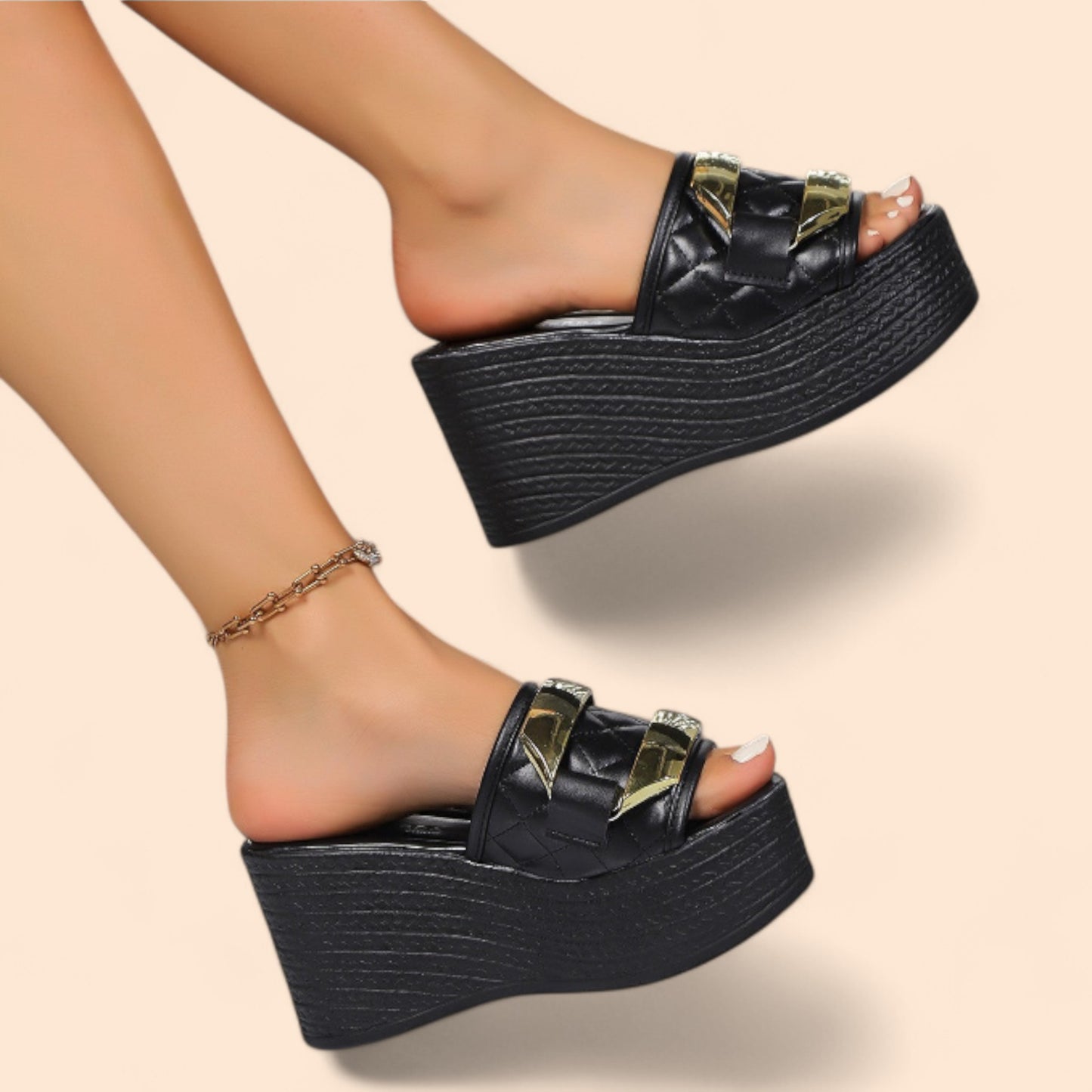 Chanclas Negras Plataforma Glam Majesty